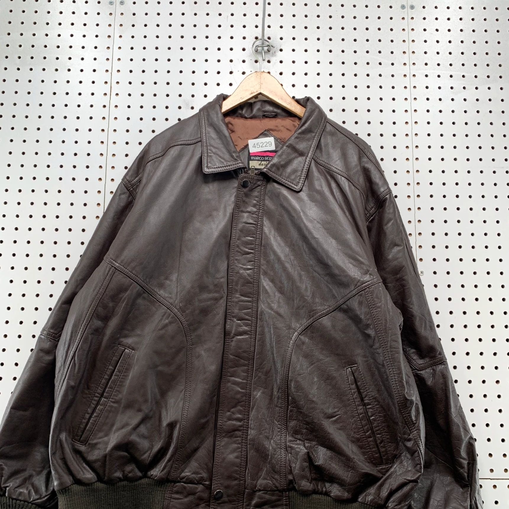 Vintage VINTAGE Marco Serafino Leather Bomber Jacket Mens 2XL Brown Size US XXL / EU 58 / 5 - 2 Thumbnail