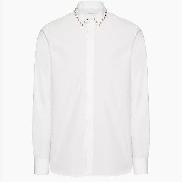 Valentino Valentino Garavani Long Sleeve Shirt Untitled Studs On Colla Size US M / EU 48-50 / 2 - 1 Thumbnail