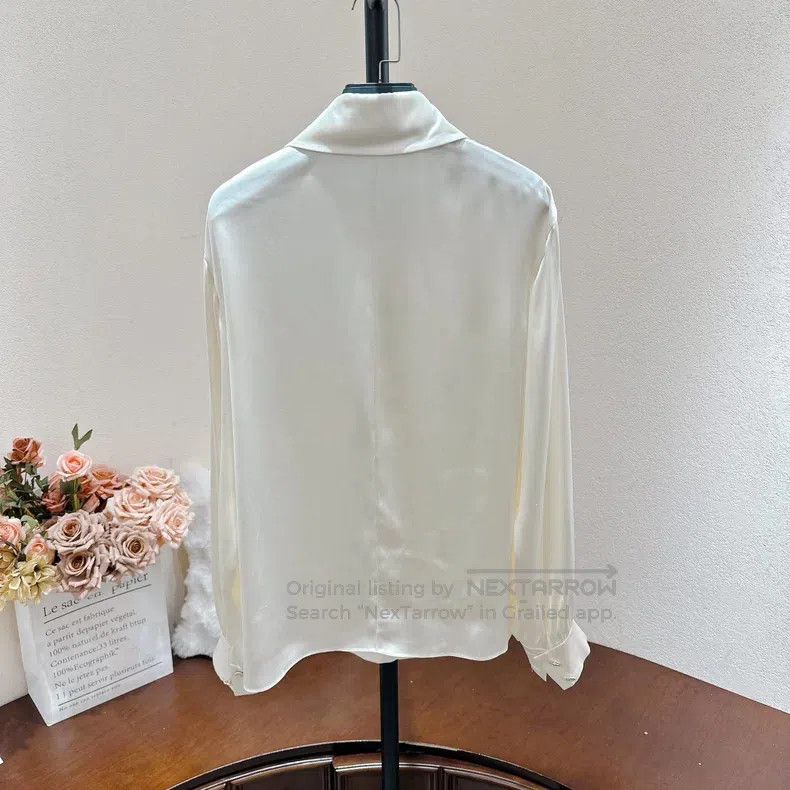 Chanel Chanel 20A white heavy industry button silk shirt Size XXS / US 00 / IT 34 - 2 Thumbnail