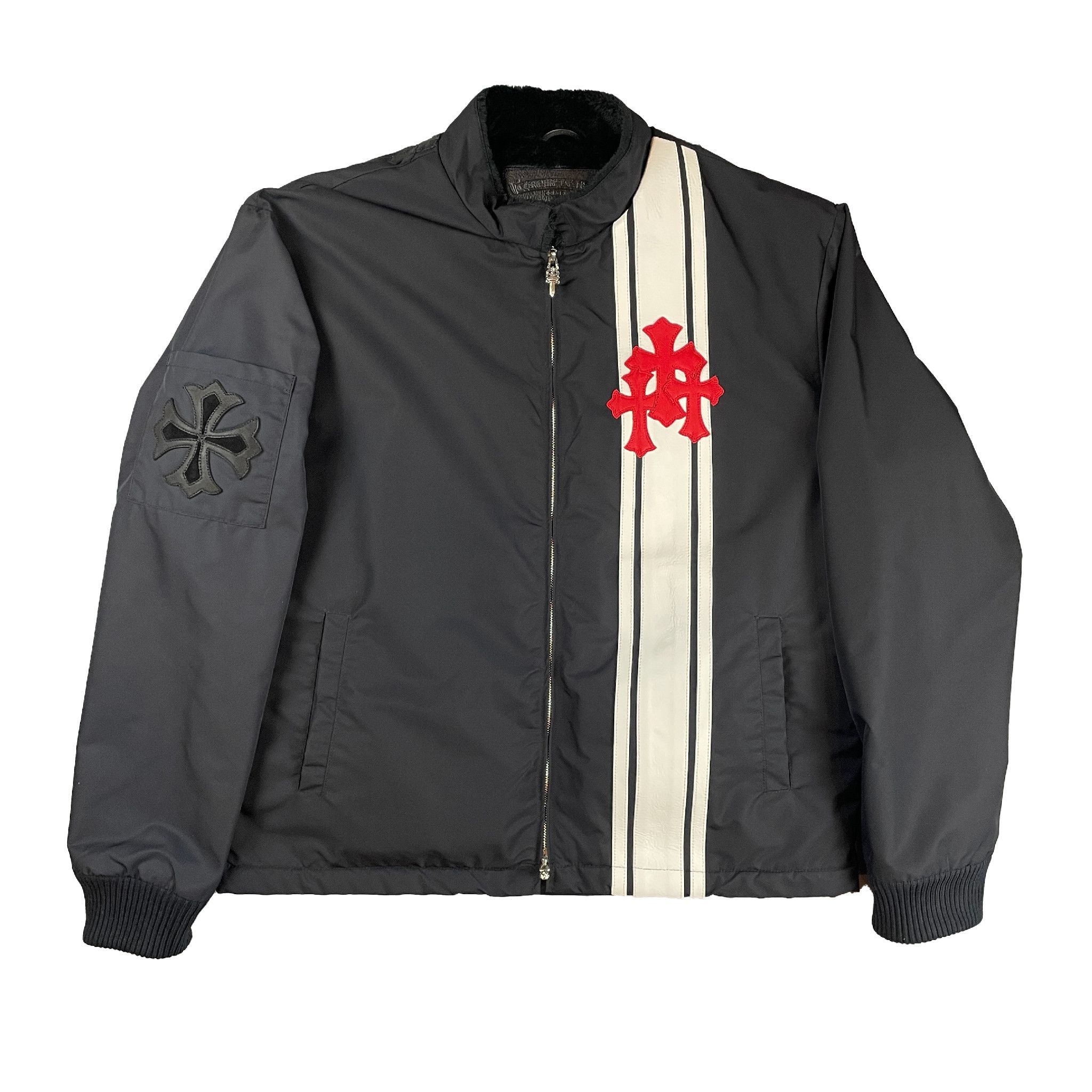 Chrome Hearts COBRA Nylon u0026 Leather Cross Patch Jacket | Grailed