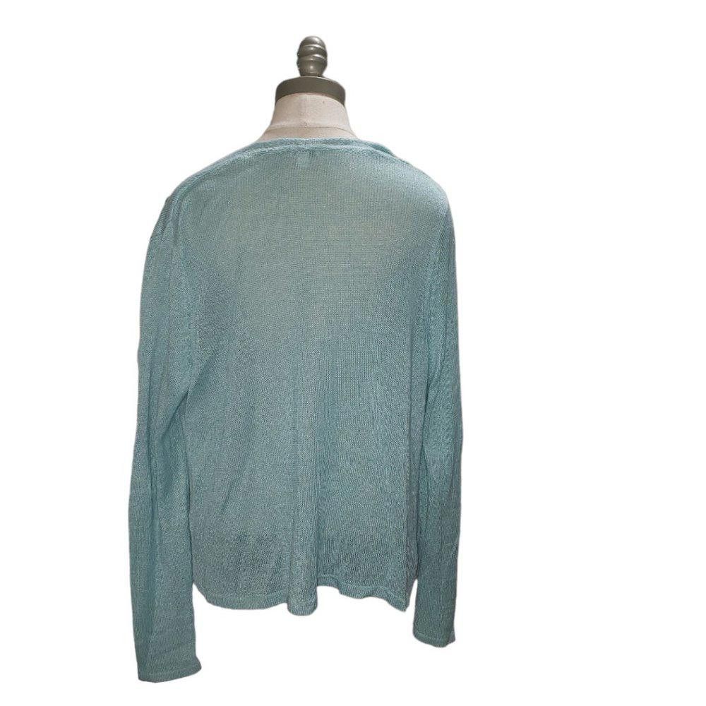 J.Jill 2024 100% Cashmere Light Mint Green Open Front Cardigan Size Small