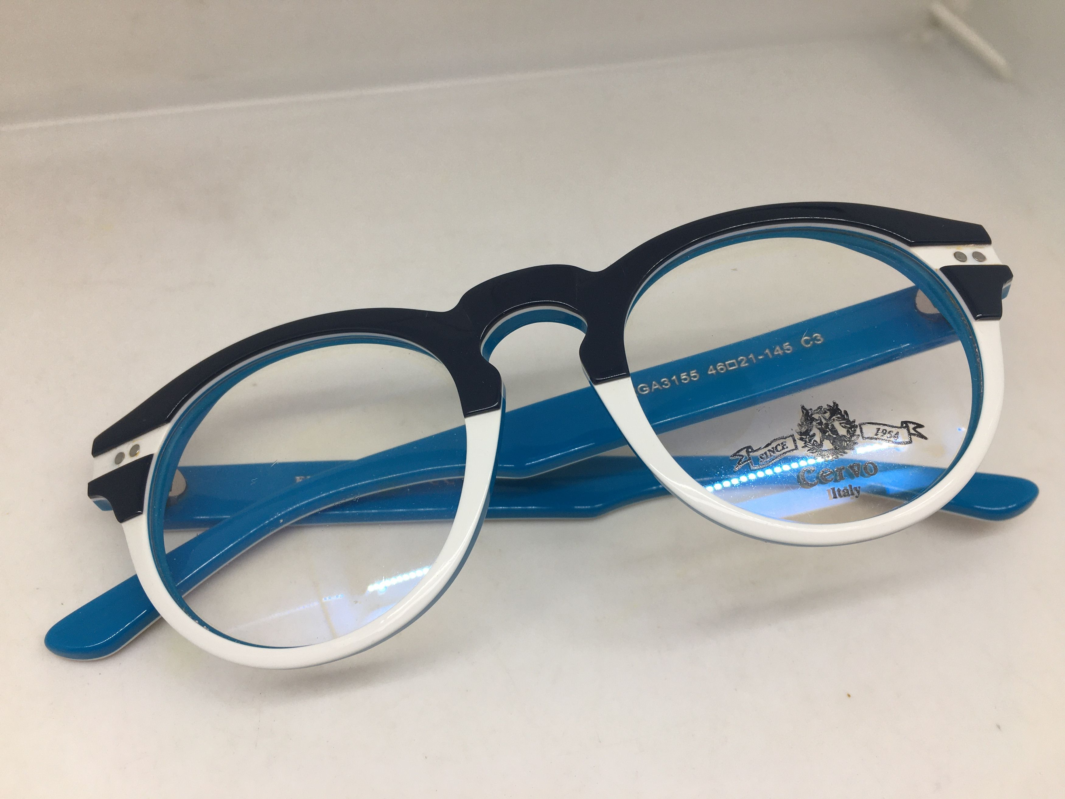Other EYECRAFT Black White Blue Keyhole Eyeglasses Frame Size ONE SIZE - 6 Thumbnail