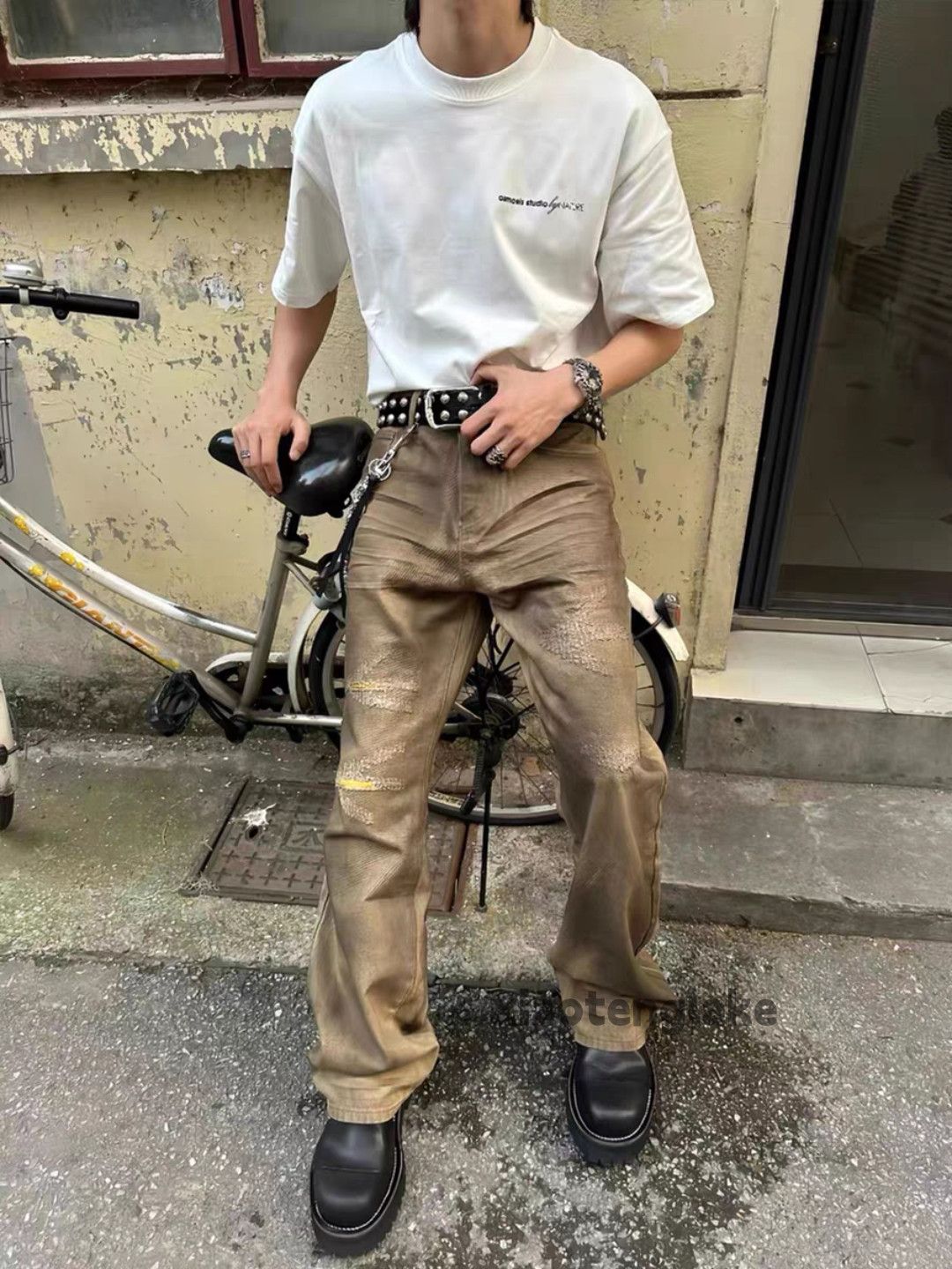 Designer × Japanese Brand × Vintage washed faded punk grunge bootcut damaged flared pants Size US 32 / EU 48 - 4 Thumbnail