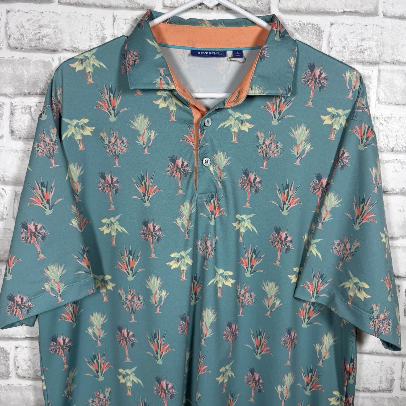 Vintage Devereux Polo Shirt Mens L Blue 29 Palms Print Performance Golf All Over Print Polo Size US L / EU 52-54 / 3 - 2 Thumbnail