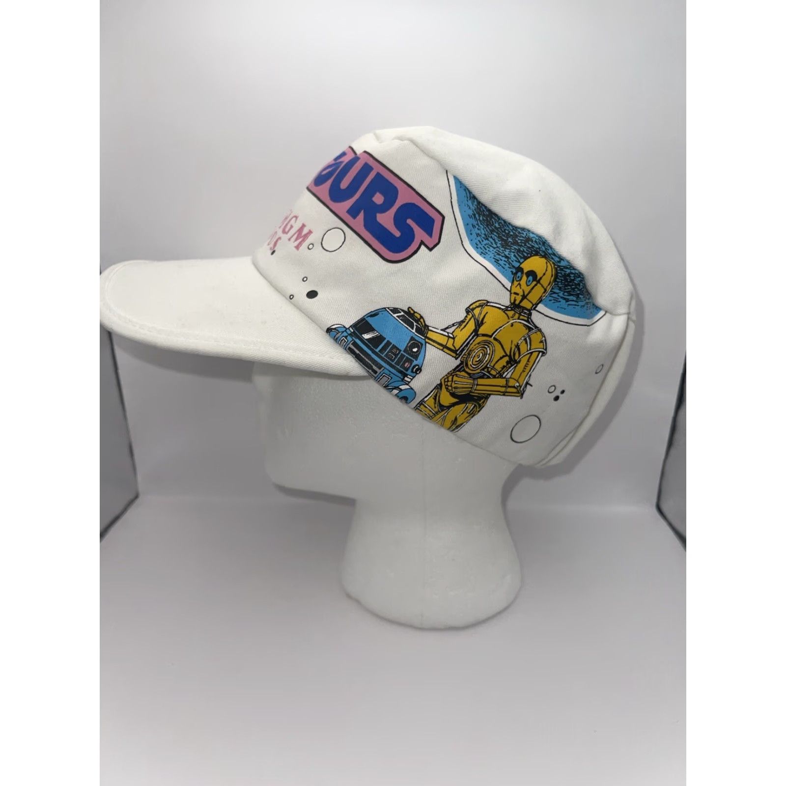 Disney VINTAGE Star Tours Hat Disney Baseball Cap R2-D2 C3PO MGM Studios Disneyland Star Wars White Snapback Men One Size Size ONE SIZE - 2 Thumbnail