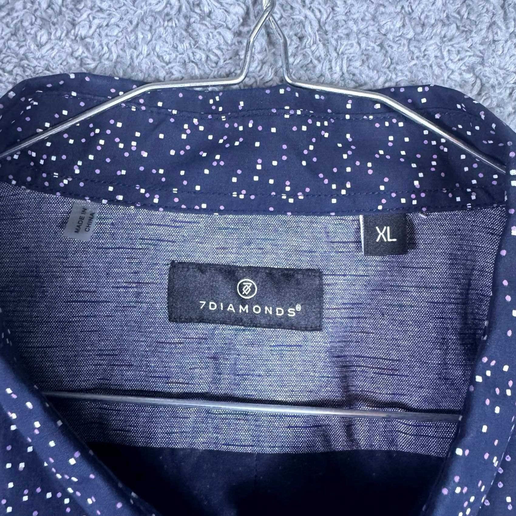 Vintage 7 Diamonds 4-Way Stretch Shirt Mens XL Premium California Stars Geometric Shirt Mens XL Geometric Stars Front Button-Up Shirt - 7 Diamonds Size US XL / EU 56 / 4 - 6 Thumbnail