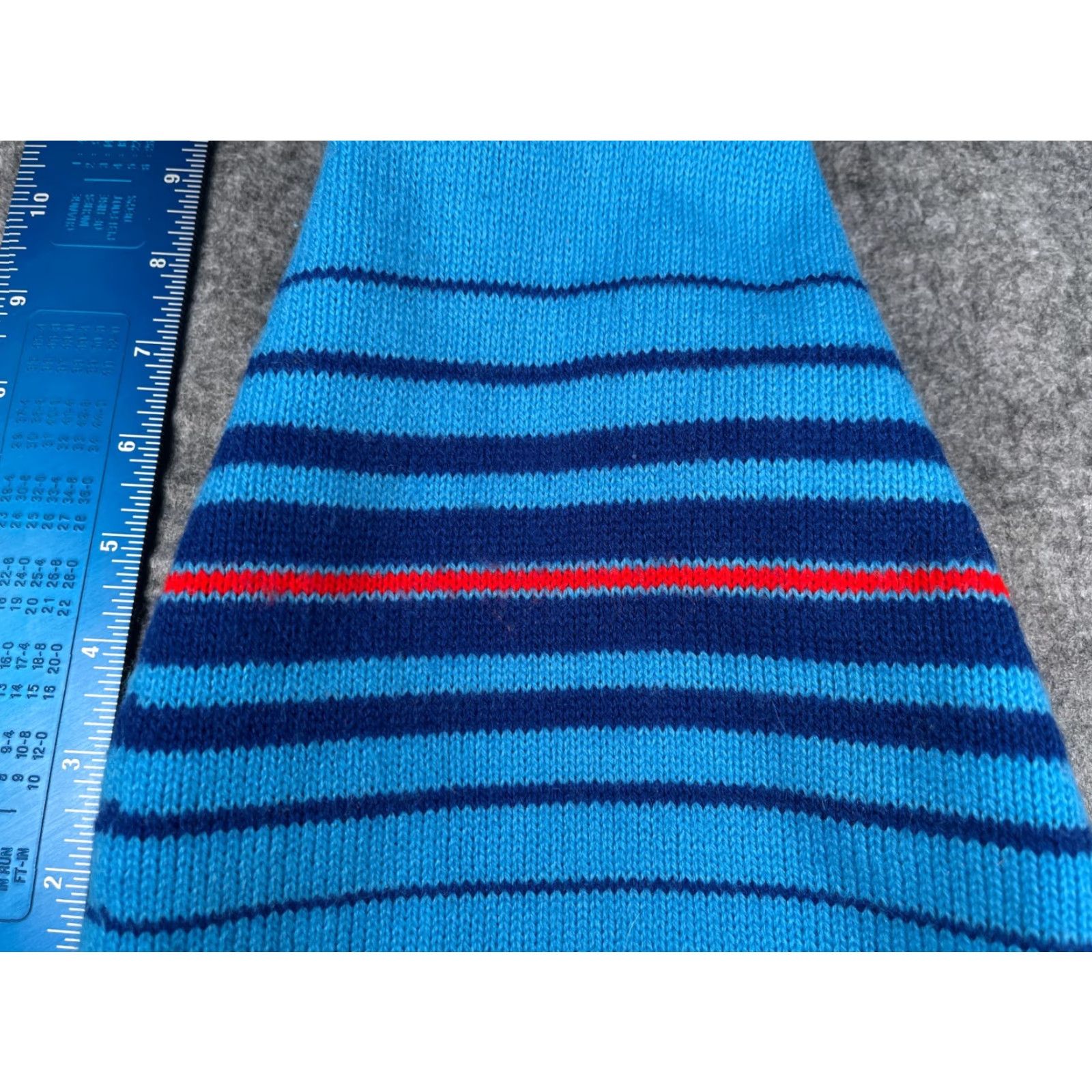 Vintage Beanie Adult One Size Blue Striped Cotton Acrylic Knit Winter Ski Outdoor Size ONE SIZE - 2 Thumbnail