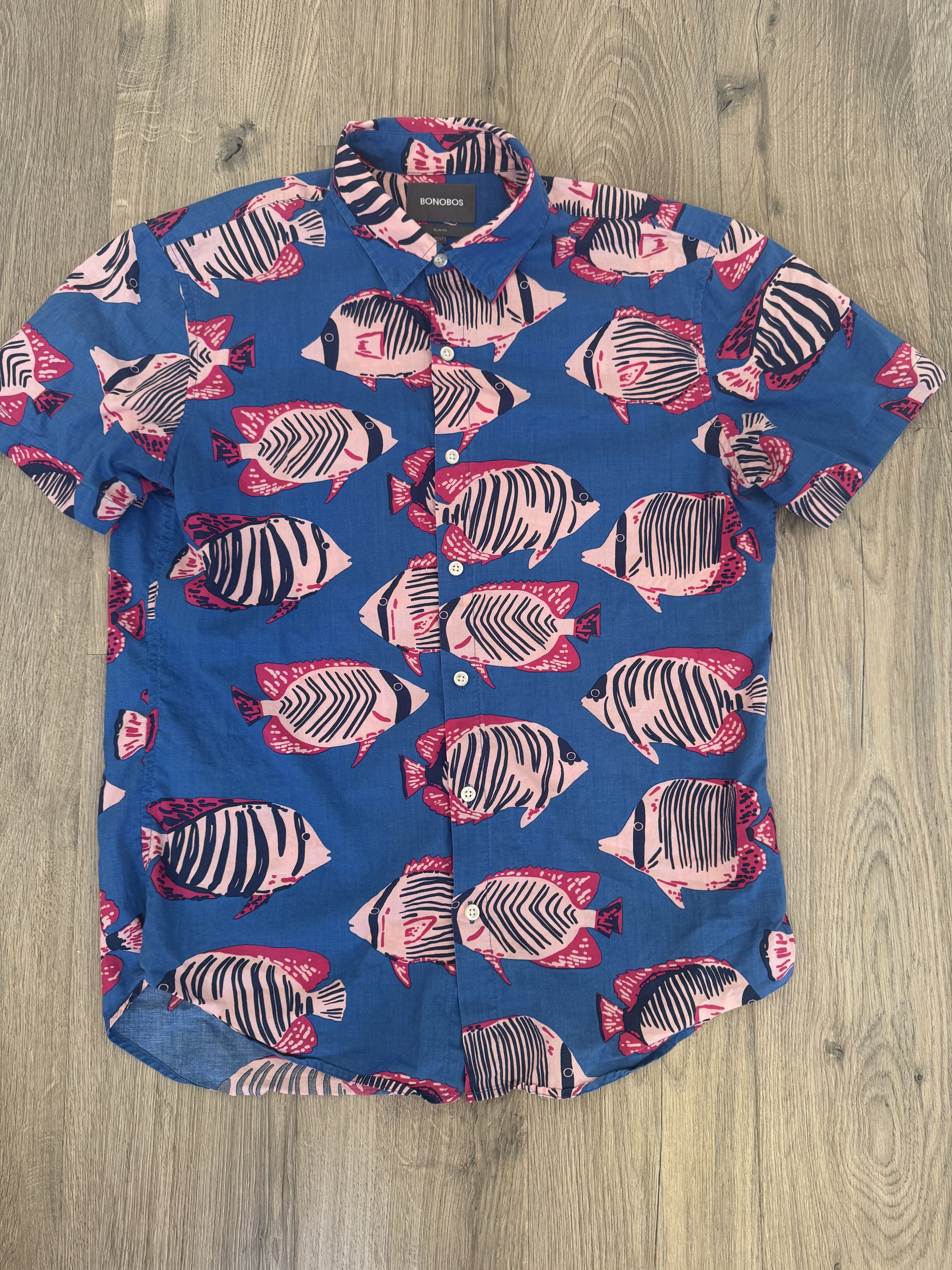 Bonobos Fish Short Sleeve Button Down Size US M / EU 48-50 / 2 - 1 Thumbnail