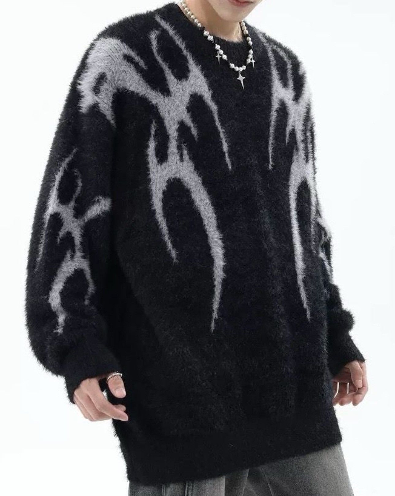 Japanese Brand × Vintage Avant garde fashion gothic print knitted sweater Size US XL / EU 56 / 4 - 1 Thumbnail