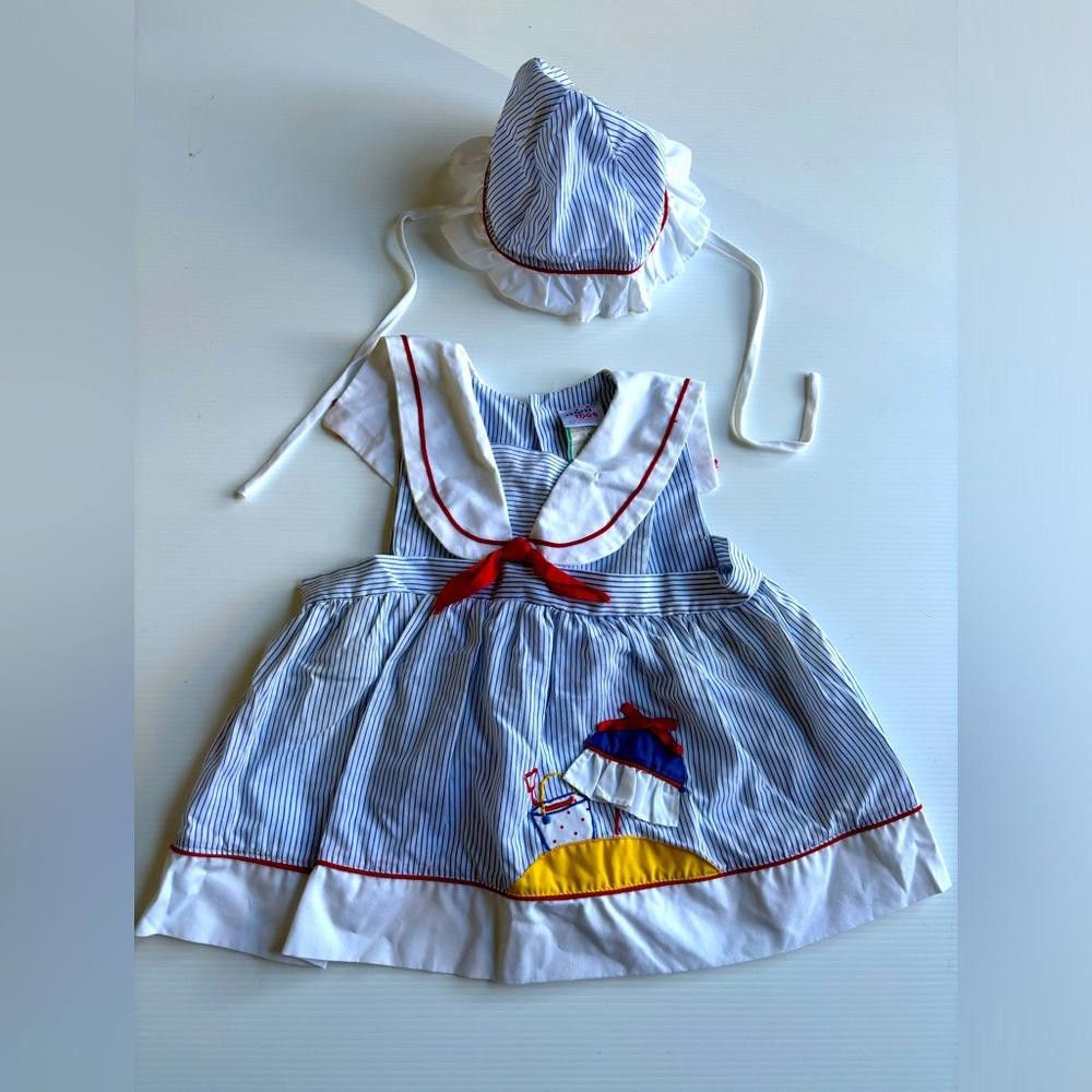 Designer Vintage 1990 Rare Mini Toddler Dress with matching Hat Size ONE SIZE - 1 Thumbnail
