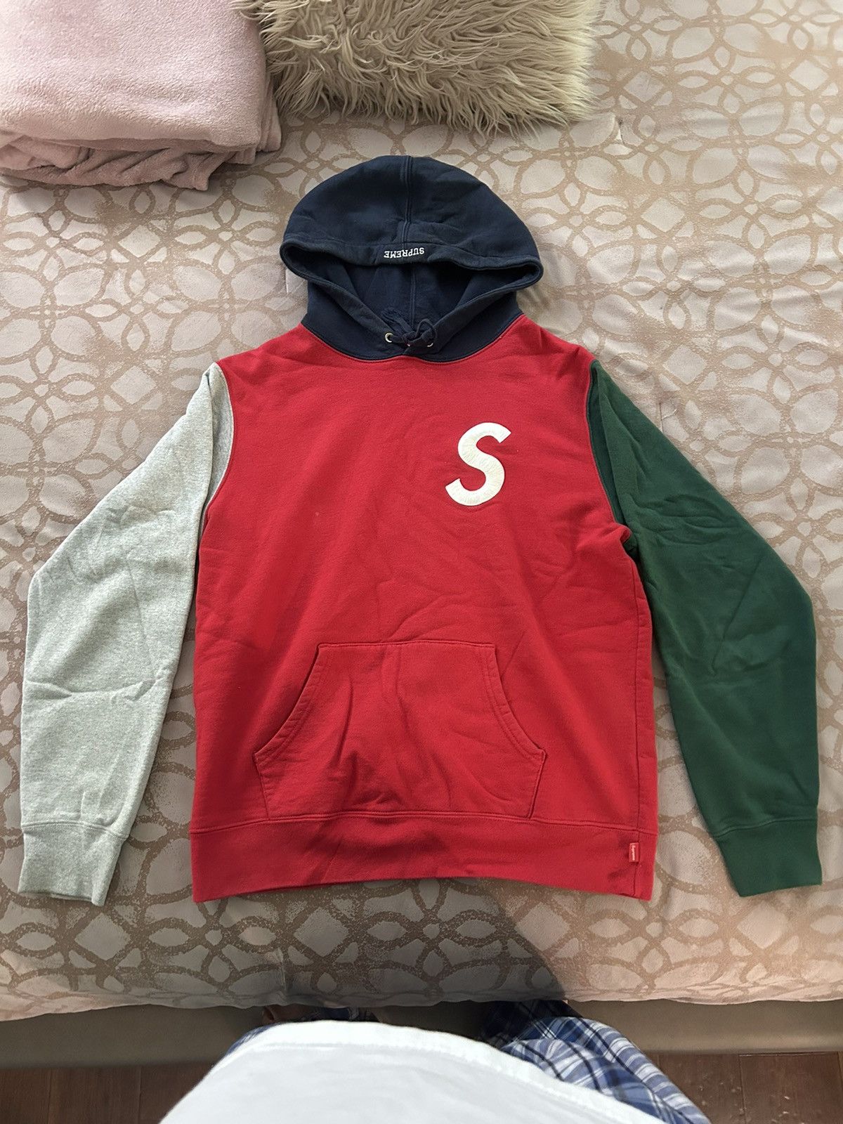 Supreme Supreme “S” logo color blocked hoodie | Grailed