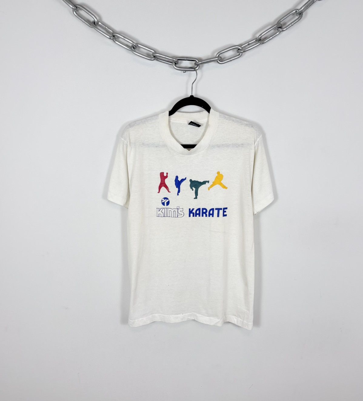 Vintage Vintage 1990s Kim’s Karate USA White Single Stitch T-Shirt Size US L / EU 52-54 / 3 - 1 Thumbnail