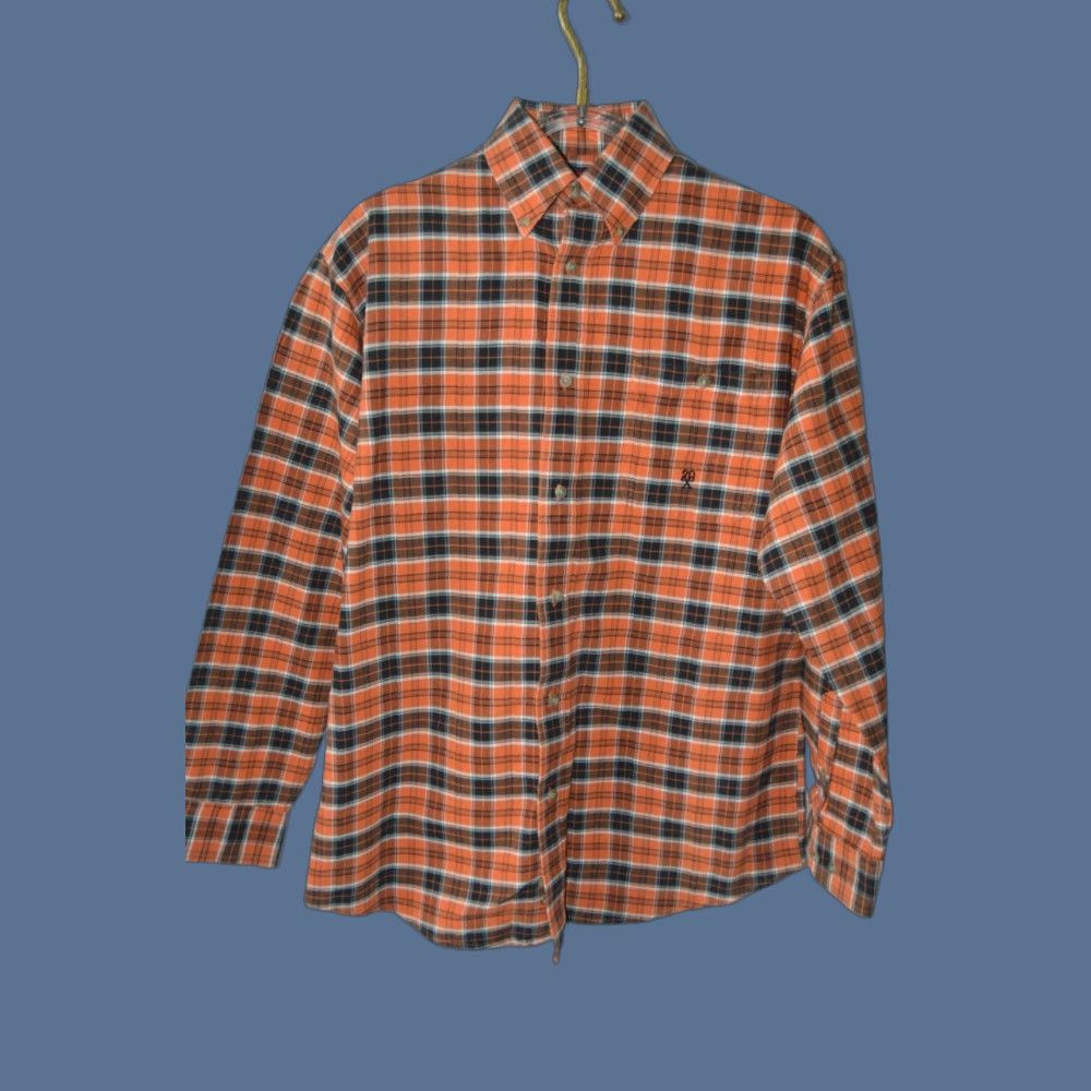 Vintage Twenty X Men's Shirt Orange Plaid LS Button Front Size L Western Cowboy Cotton Size US L / EU 52-54 / 3 - 1 Thumbnail