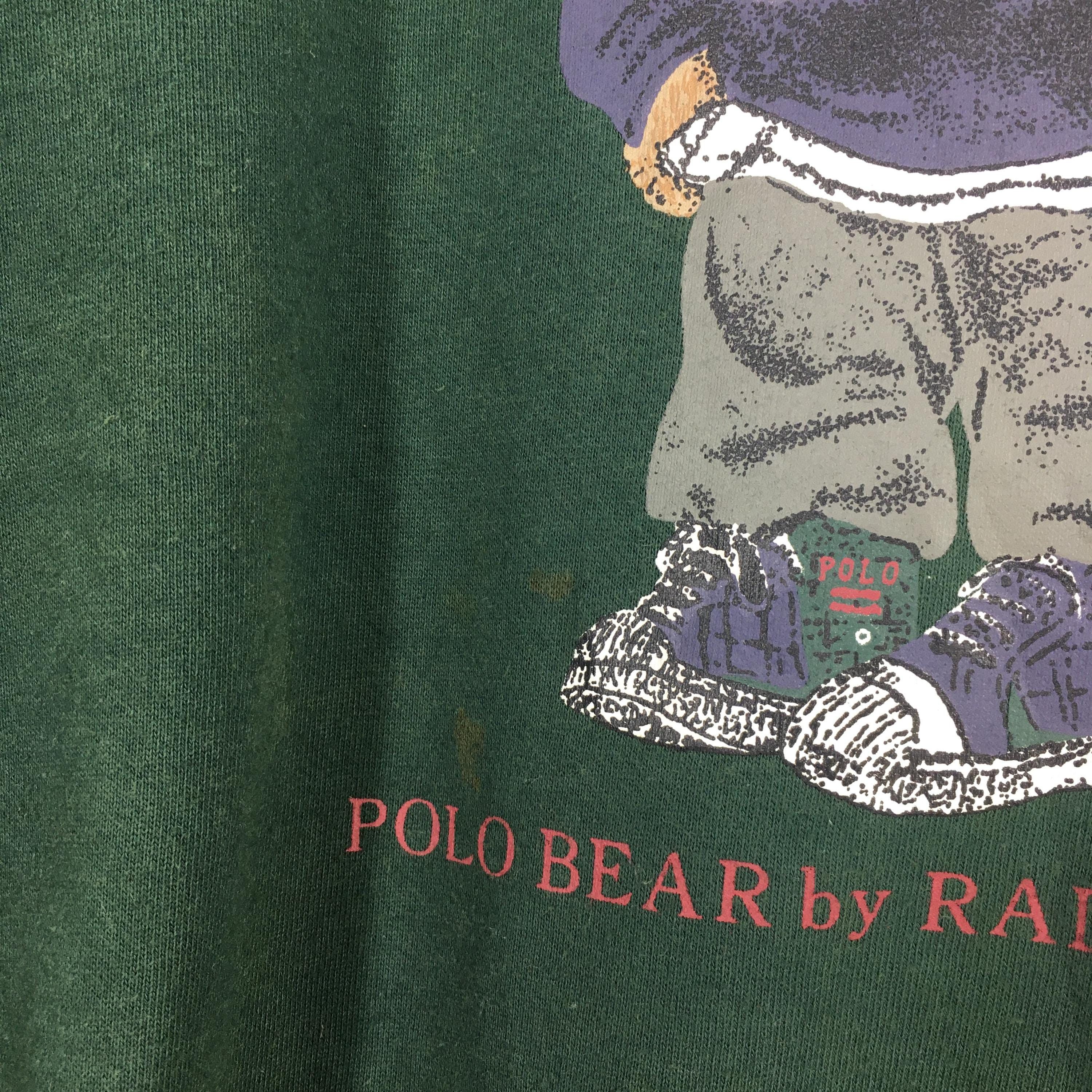 Polo Ralph Lauren × RRL Ralph Lauren × Ralph Lauren Vintage 90s Polo Bear Ralph Lauren Green Sweatshirt Medium Size US M / EU 48-50 / 2 - 5 Thumbnail