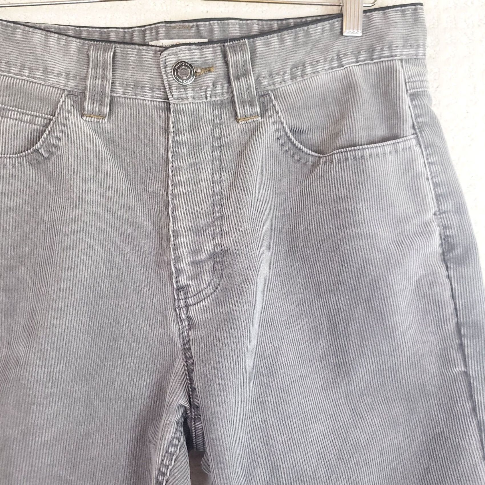 Carbon2Cobalt Carbon 2 Cobalt Pants Mens 33x33 Gray Corduroy Chino Flat Front Regular Fit Belt Loops Slash Pockets Logo Zipper Button Casual Polyester Cotton Size US 33 - 4 Thumbnail