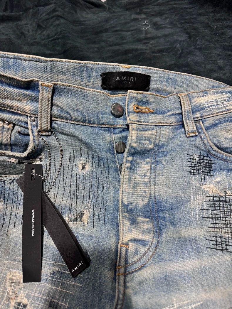 Amiri Amiri Random Stitching Destroyed Boro Dogtooth Embroidered Size US 32 / EU 48 - 5 Thumbnail