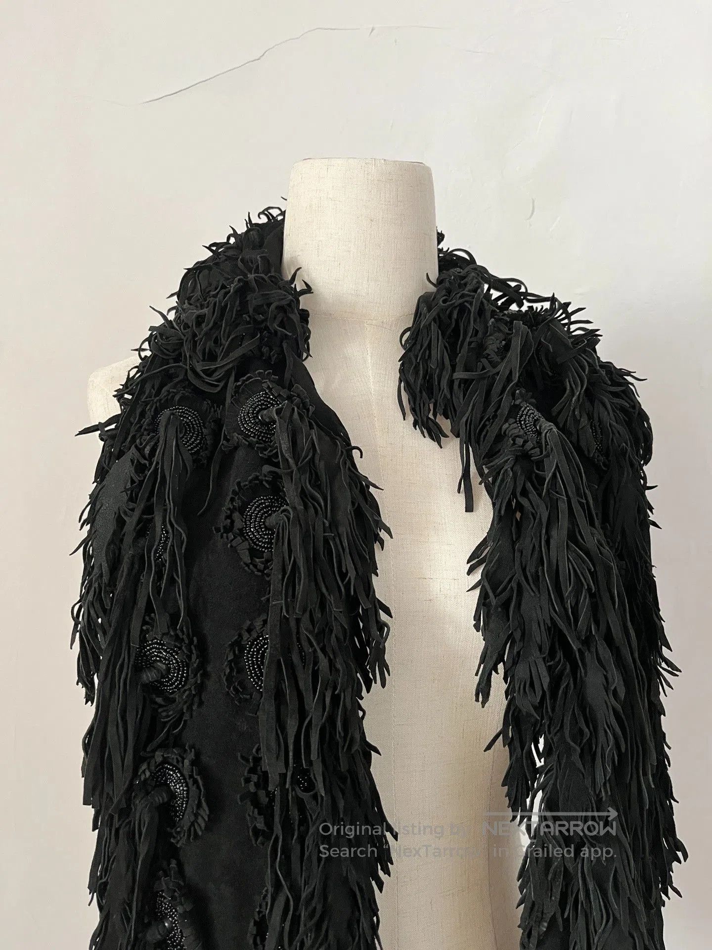 Share Spirit Homme Black Tassel Beaded Scarf. Size ONE SIZE - 3 Thumbnail