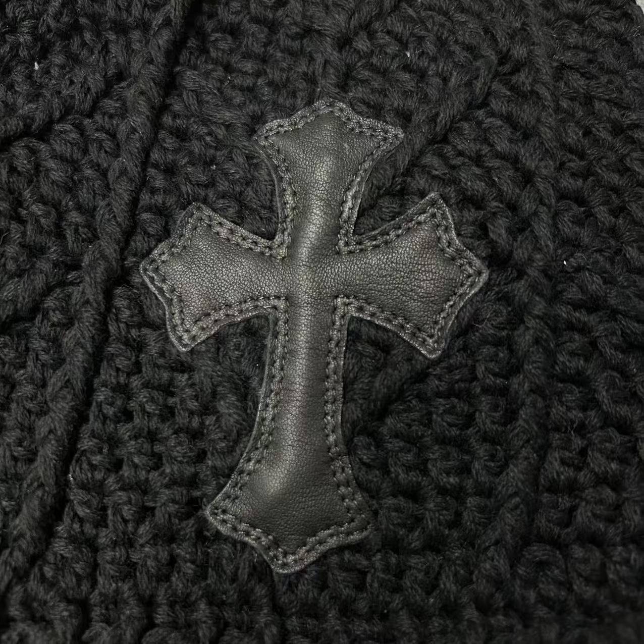 Chrome Hearts Chrome Hearts Black Cotton Knit Cross Patch Beanie Size ONE SIZE - 4 Thumbnail