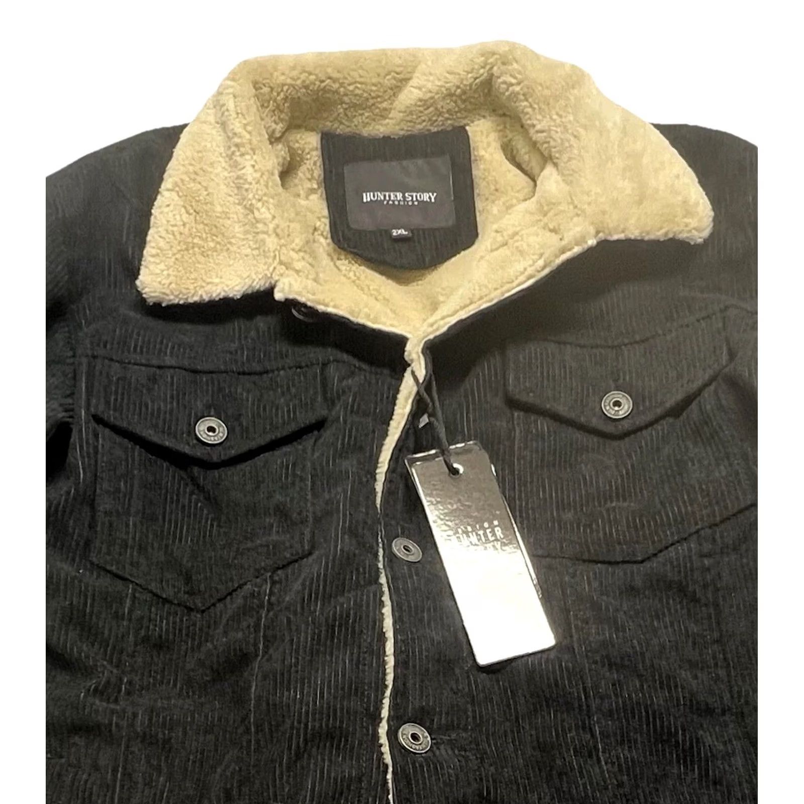 Hunter Hunter Story Sherpa Lined Corduroy Jacket Black Women 2XL Trucker Size XXL / US 16-18 / IT 52-54 - 2 Thumbnail