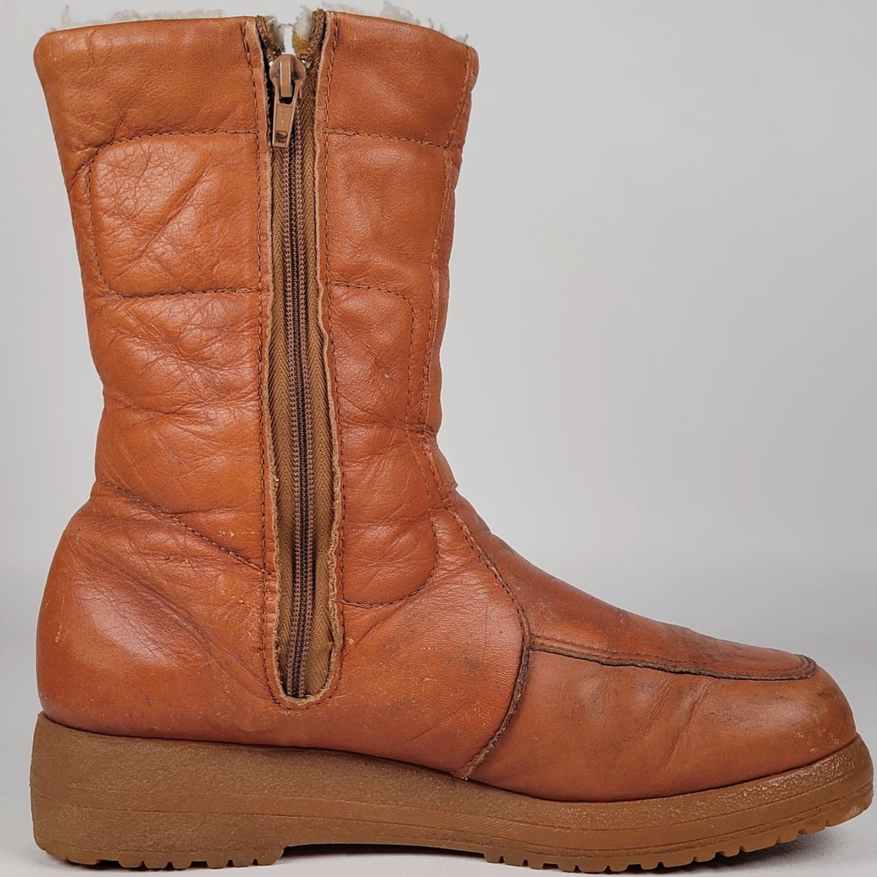 Blondo VINTAGE Blondo Leather Shearling Lined Zippered Boots Men 9 43 Brown 1980s Canada Mens Size US 9 / EU 42 - 5 Thumbnail
