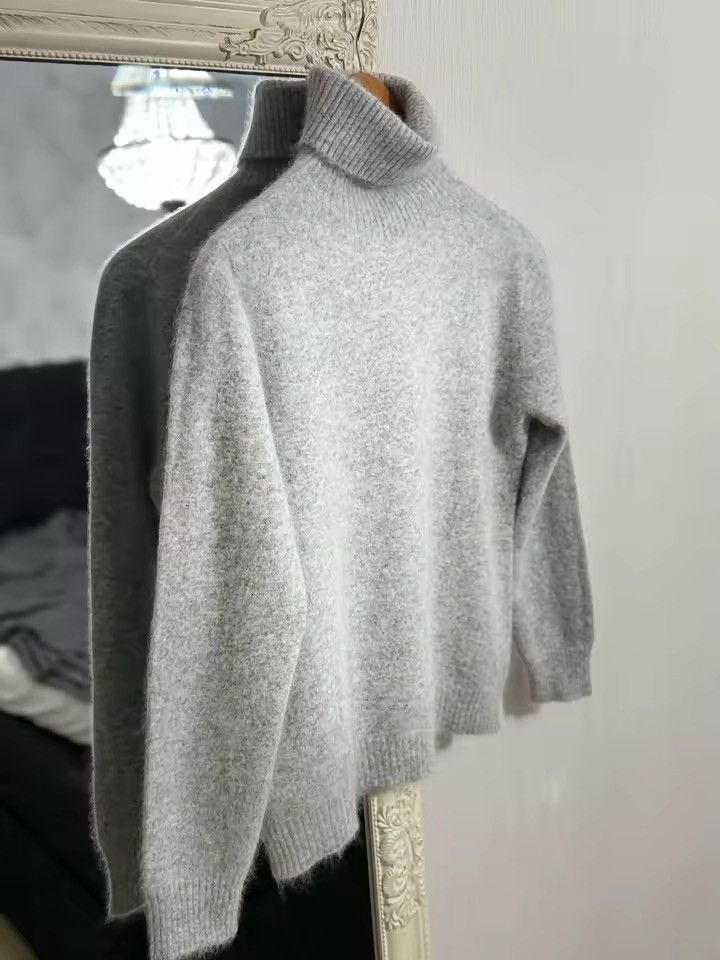 Other 100% Mink Cashmere Casual Turtleneck Gray Sweater Pullover Size S / US 4 / IT 40 - 2 Thumbnail