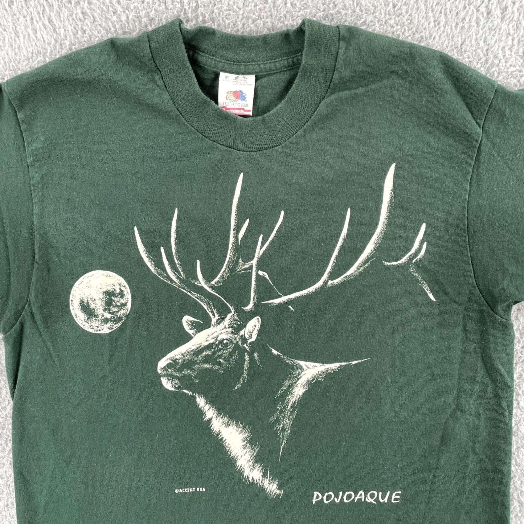 Fruit Of The Loom VINTAGE Fruit of the Loom Men’s M Green Single Stitch Shirt USA 90s Crew Neck Short Sleeve Cotton T-Shirt Size US M / EU 48-50 / 2 - 5 Thumbnail