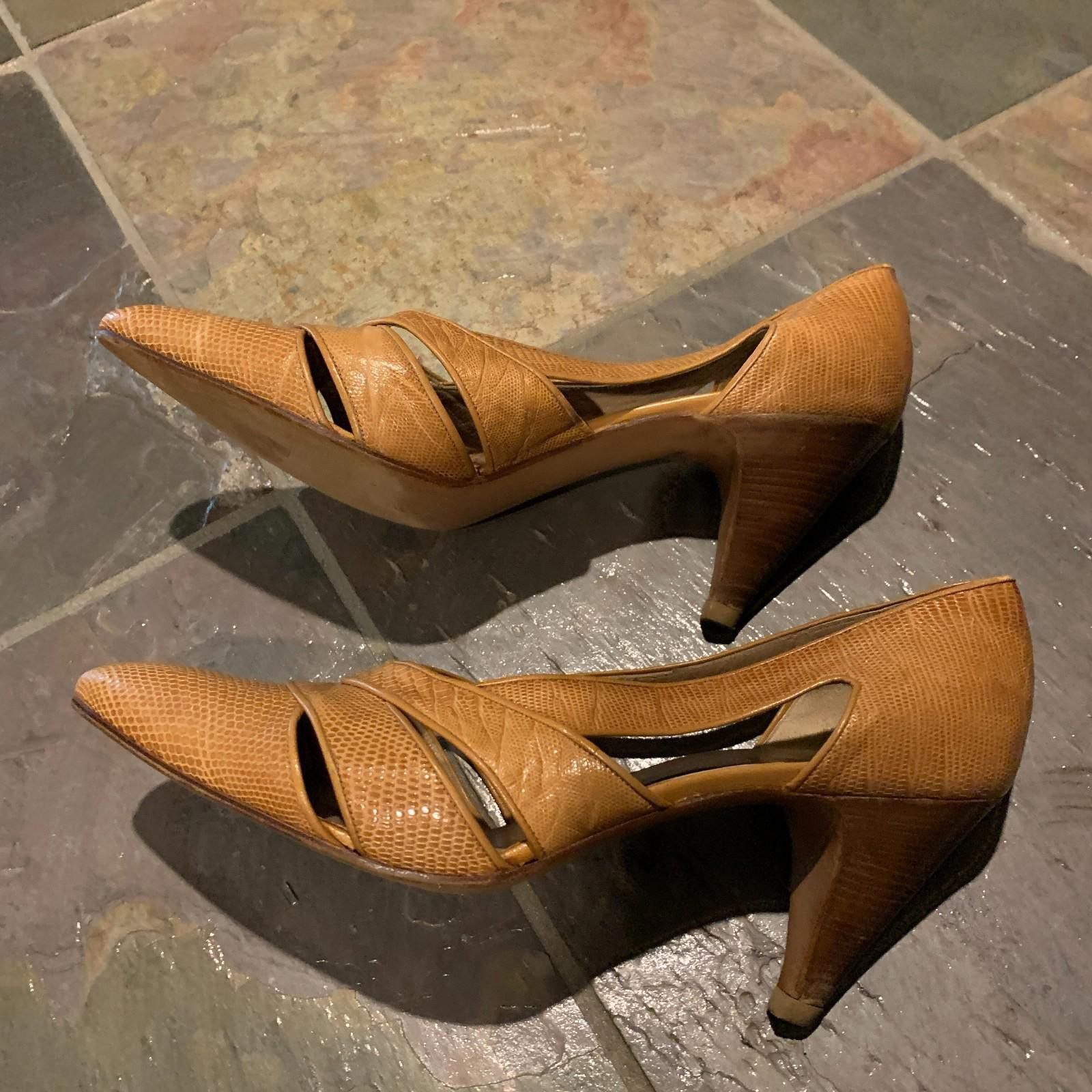 Designer RARE! MAUD FRIZON SNAKE Leather Mid Heel Shoes Size 8.5 G108 Size US 8.5 / IT 38.5 - 3 Thumbnail