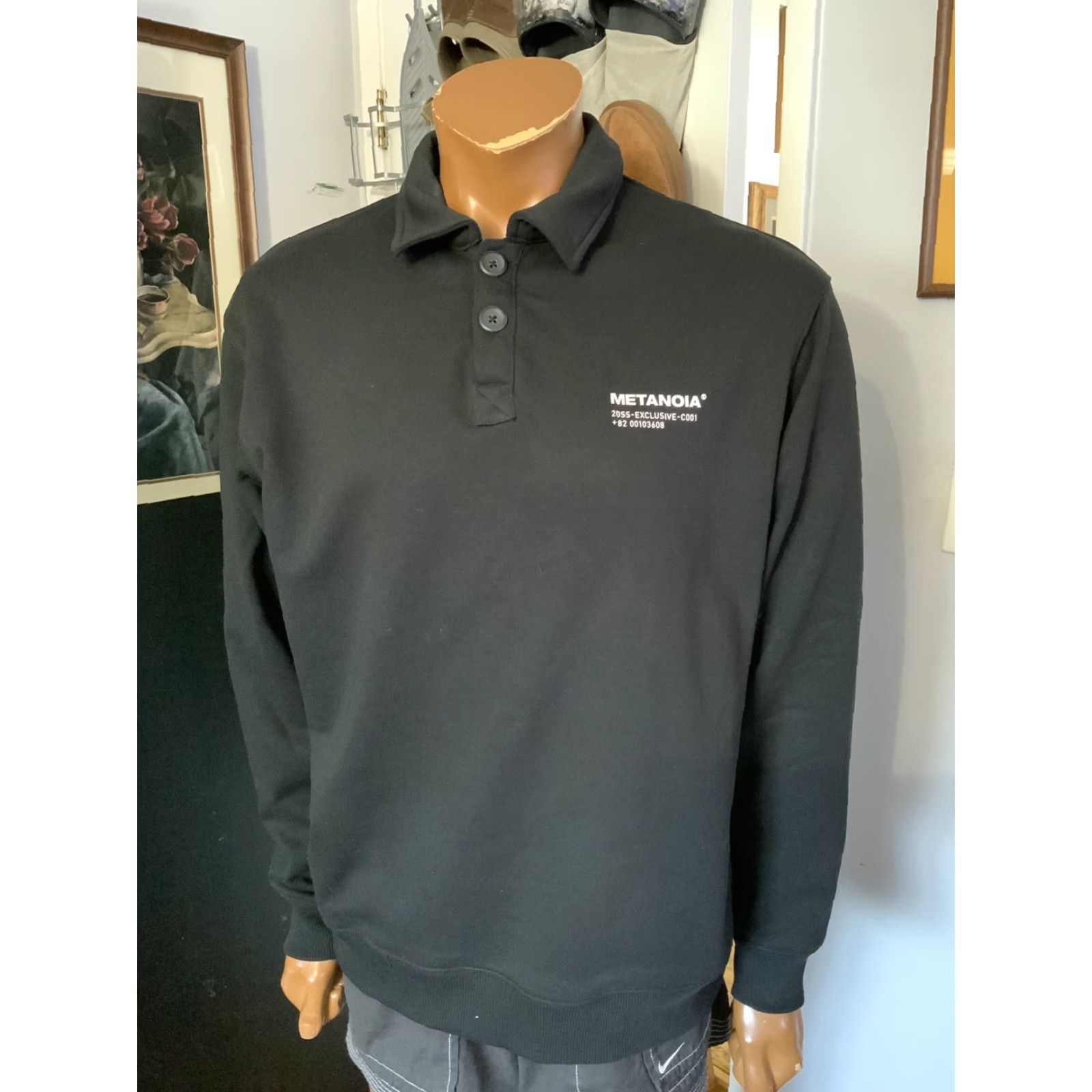 Vintage VINTAGE SPAO Metanoia Exclusive French Terry Fleece Black Rugby Pullover Sweatshirt Sz.M Mens Size US M / EU 48-50 / 2 - 7 Thumbnail