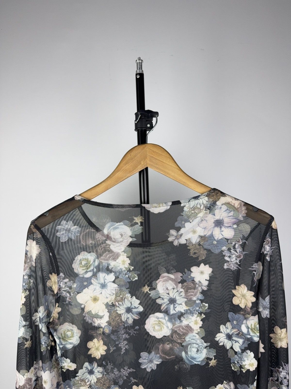 Other 00s Y2K Floral Mesh Blouse Sheer Stretch Top JPG Style Size L / US 10 / IT 46 - 5 Thumbnail