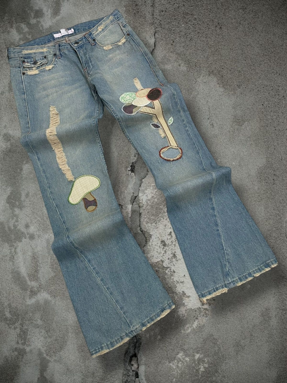 Tornado Mart Vintage Og 90s Japan Fancy Collection Patchwork Flared Denim Size US 32 / EU 48 - 2 Thumbnail