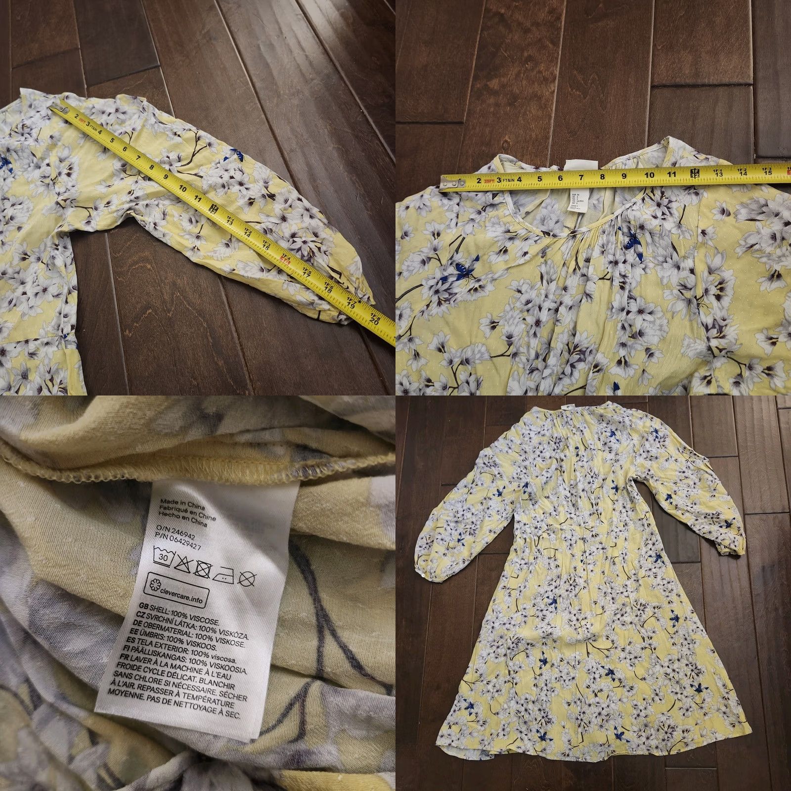 H&M H&M Dress Womens Floral Yellow Bohemian Long Sleeve Mini Pullover Size S / US 4 / IT 40 - 10 Thumbnail