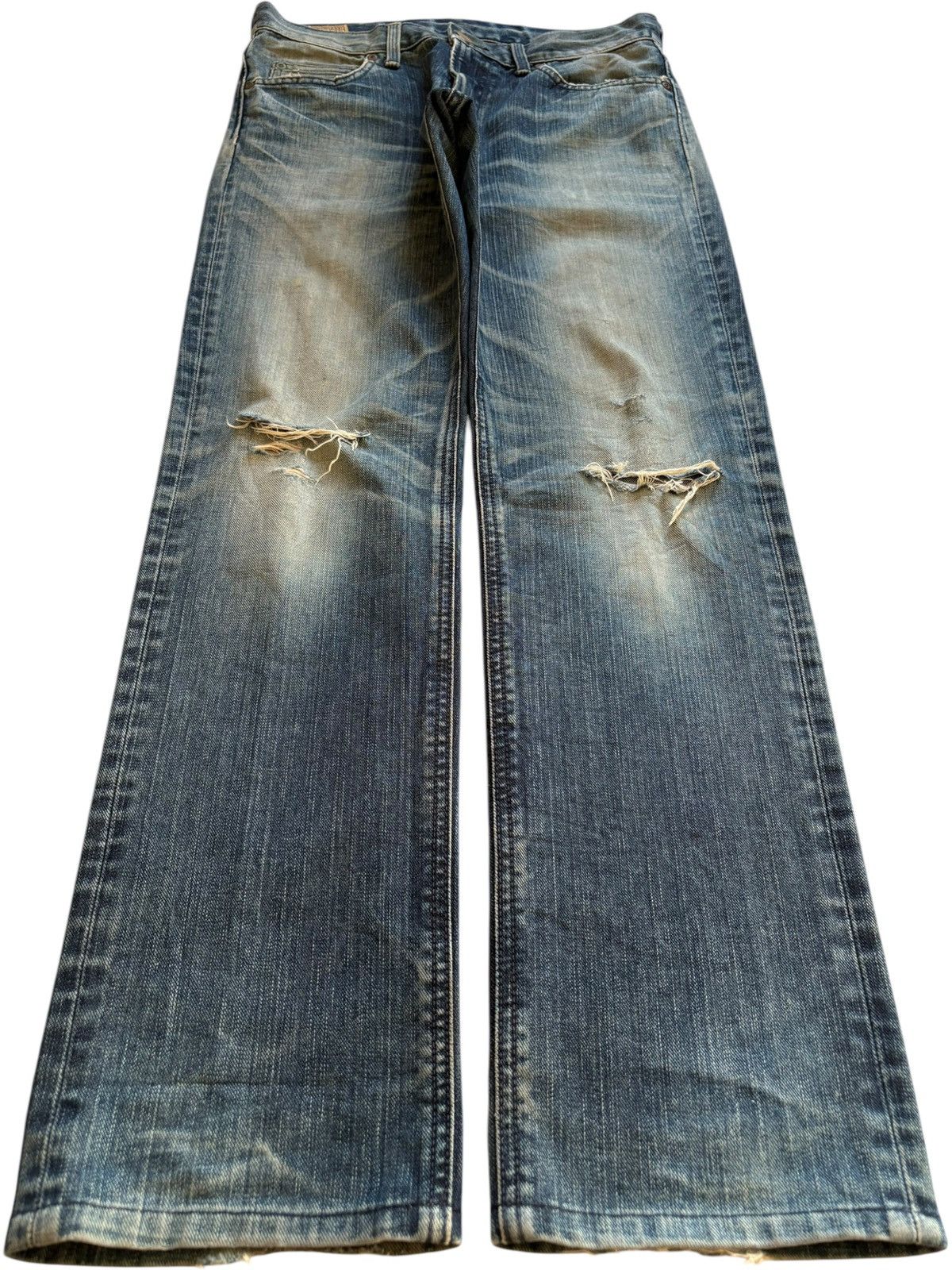 Lee Vintage Lee Rusty Mud Wash Distressed Ripped Jeans Size US 30 / EU 46 - 1 Thumbnail