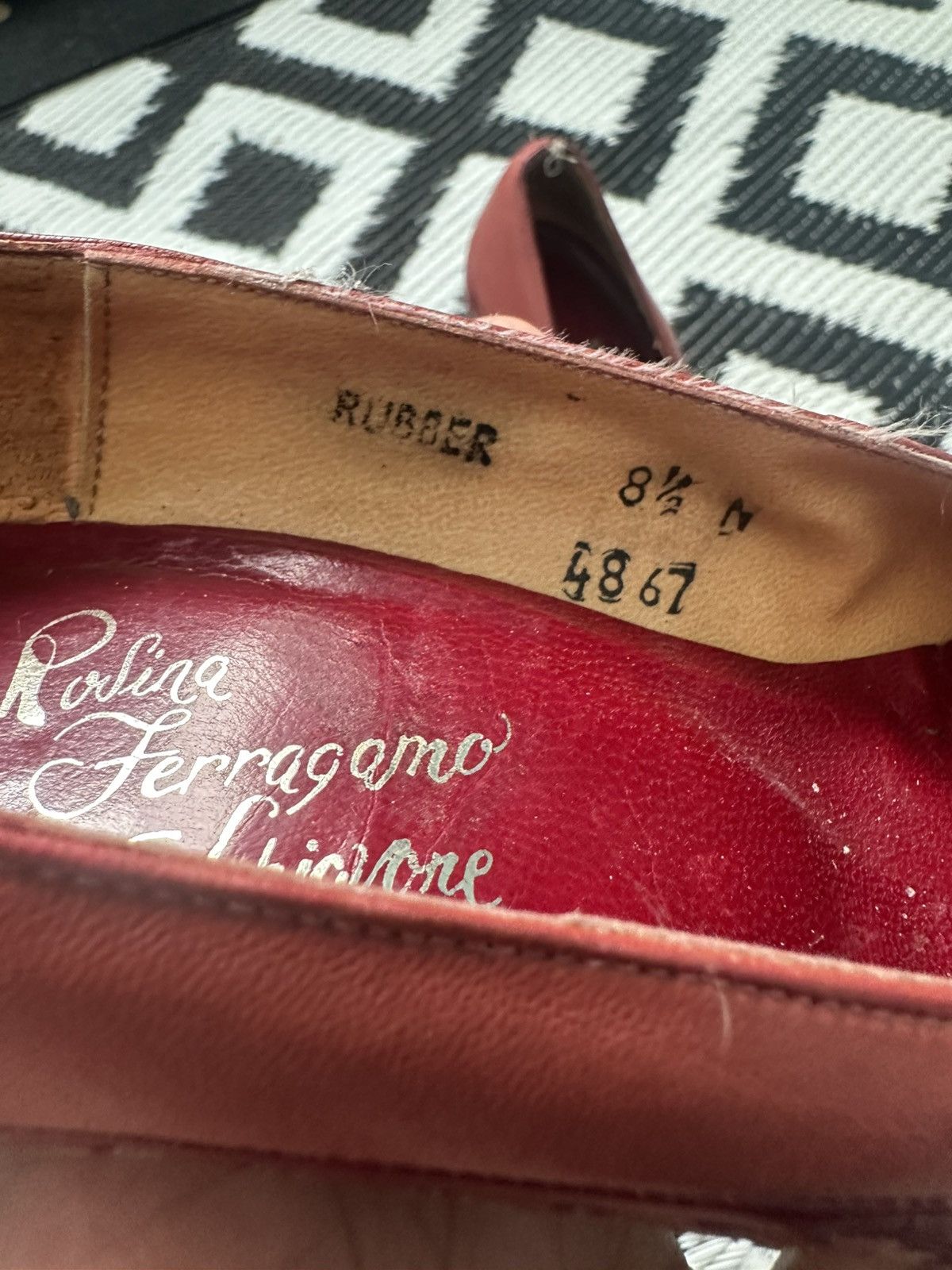 Other Vintage Rosina Ferragamo Schiavone 1970s Red Leather Pumps Size US 8.5 / IT 38.5 - 3 Thumbnail