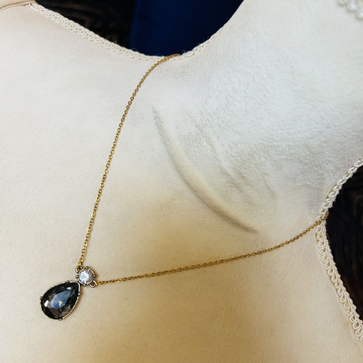 Handmade Handcrafted vintage faceted smoky glass pendant necklace Size ONE SIZE - 1 Thumbnail