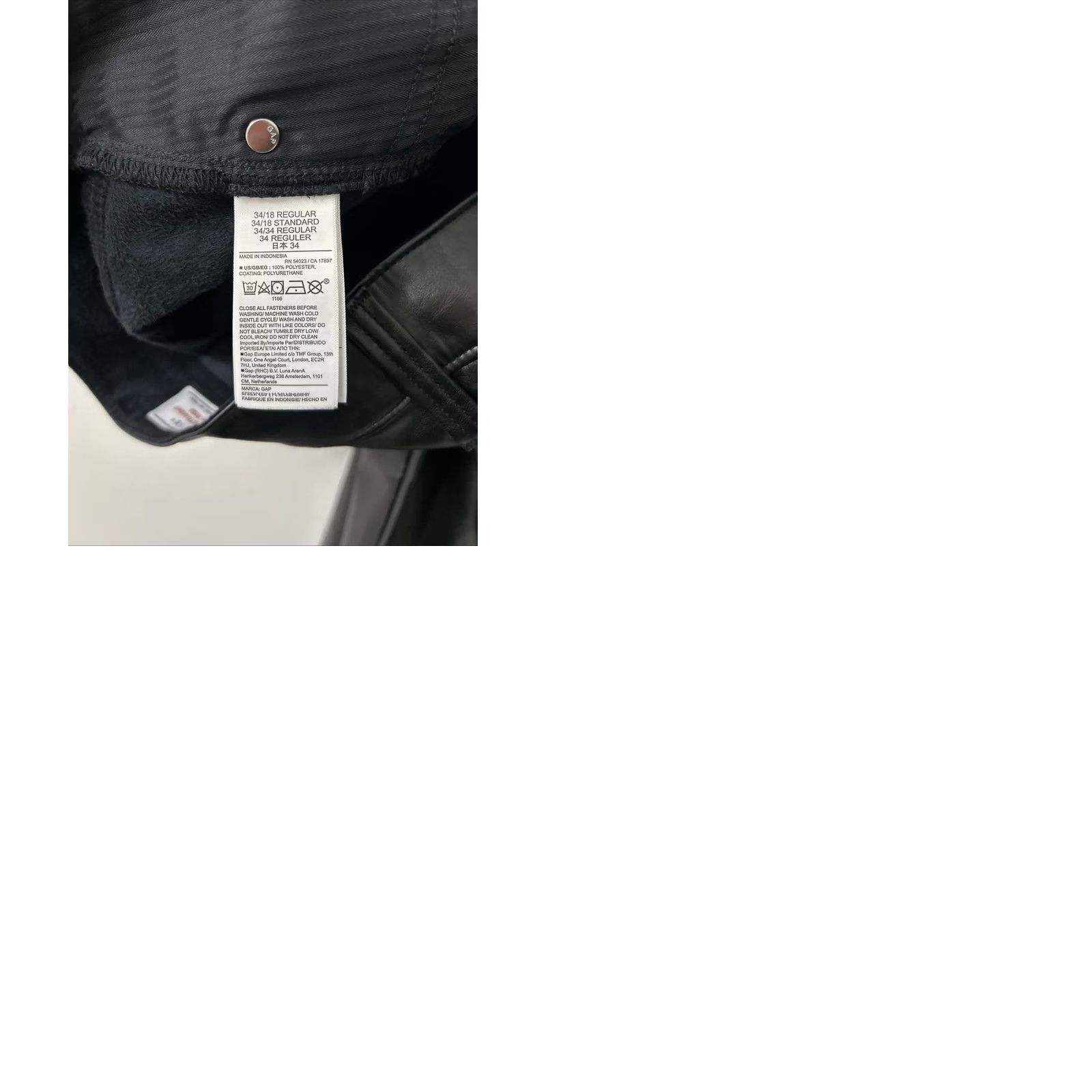 Gap GAP Leather Pants Womens 38x27 Black High Rise Cheeky Straight NWT MSRP 90 Fashion Dress Pants Women's Regular Stone Cold Faux Leather NWT Size 26" / US 2 / IT 38 - 9 Thumbnail