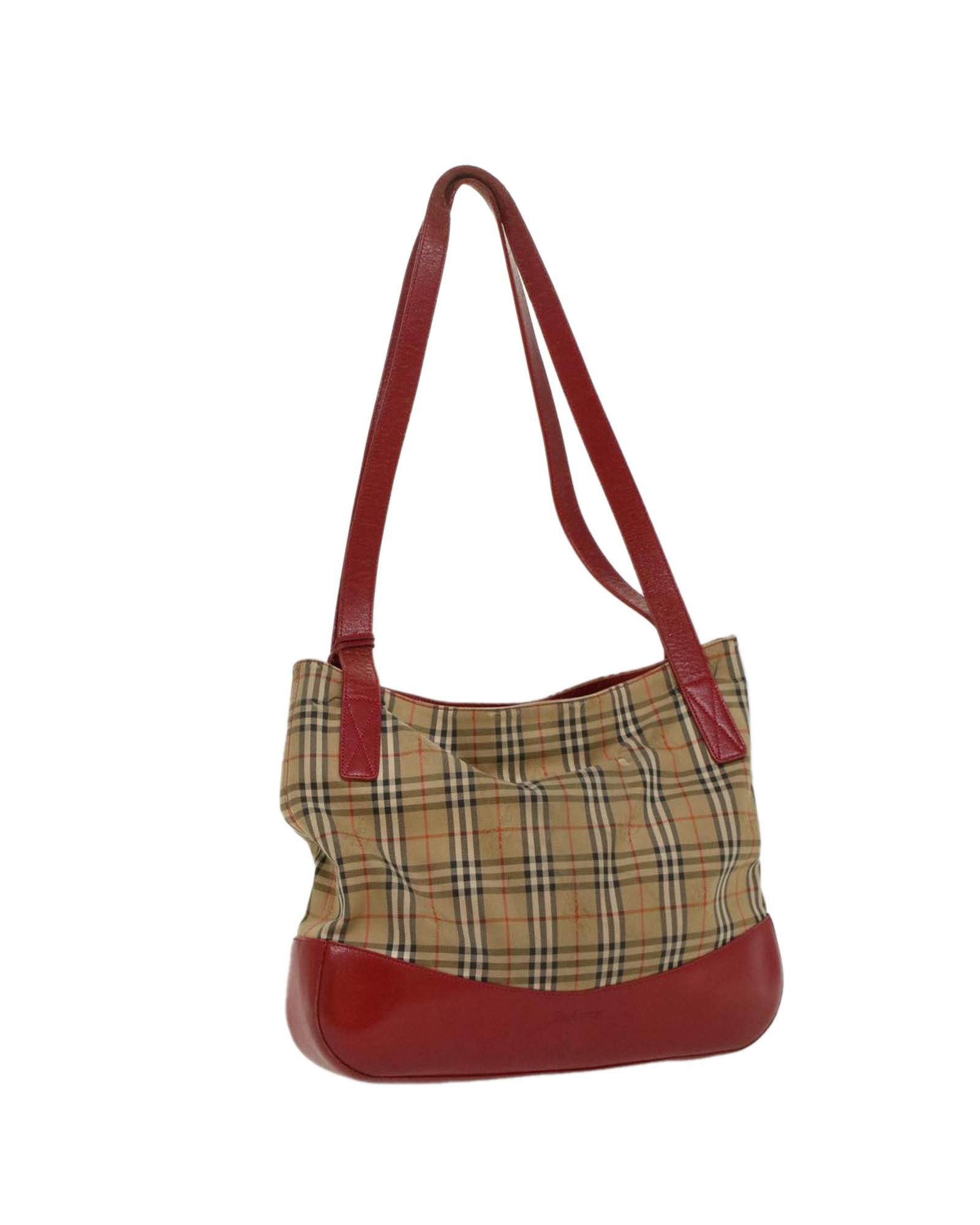 image of Burberry Beige And Red Nylon Tote Bag, Women's