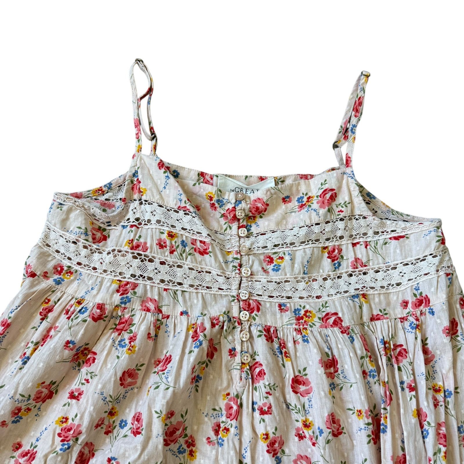 The Great. Serenade Dress Pale Pink Kerchief Rose Print