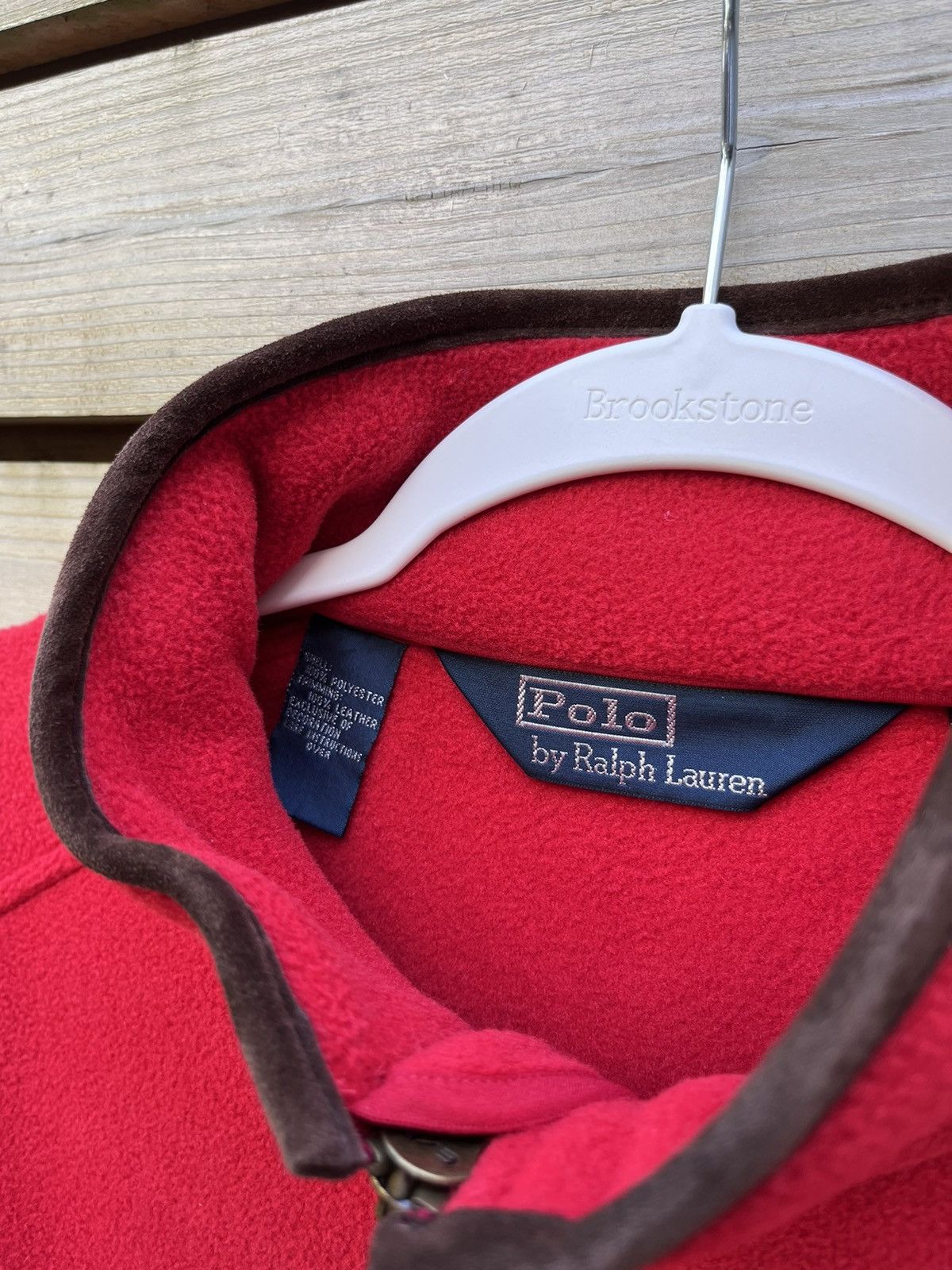 Polo Ralph Lauren × Ralph Lauren × Vintage Polo Ralph Lauren Fleece Jacket Full Zip Leather Trim Size US L / EU 52-54 / 3 - 6 Thumbnail