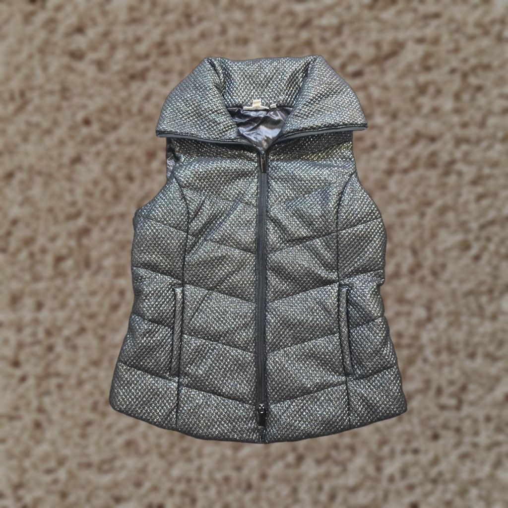 Vintage Chicos Vest Womens Size 6 Black Silver Metallic Puffer Full Zip Casual Capsule Size M / US 6-8 / IT 42-44 - 1 Thumbnail