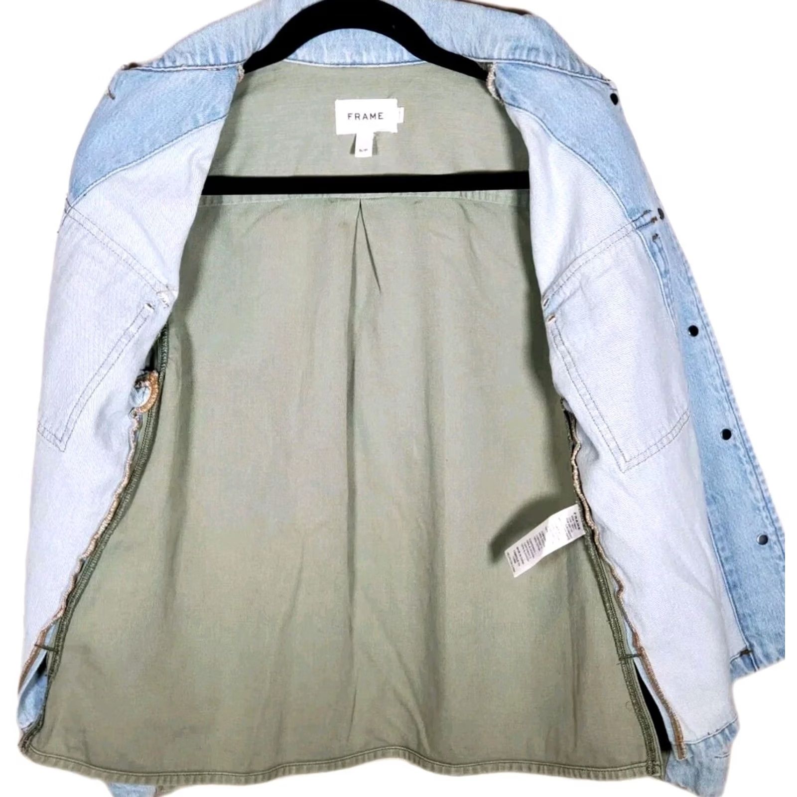 Frame FRAME Cargo Denim Blue/Green Shirt Jacket LSJKCMX207 Women's S Size S / US 4 / IT 40 - 5 Thumbnail