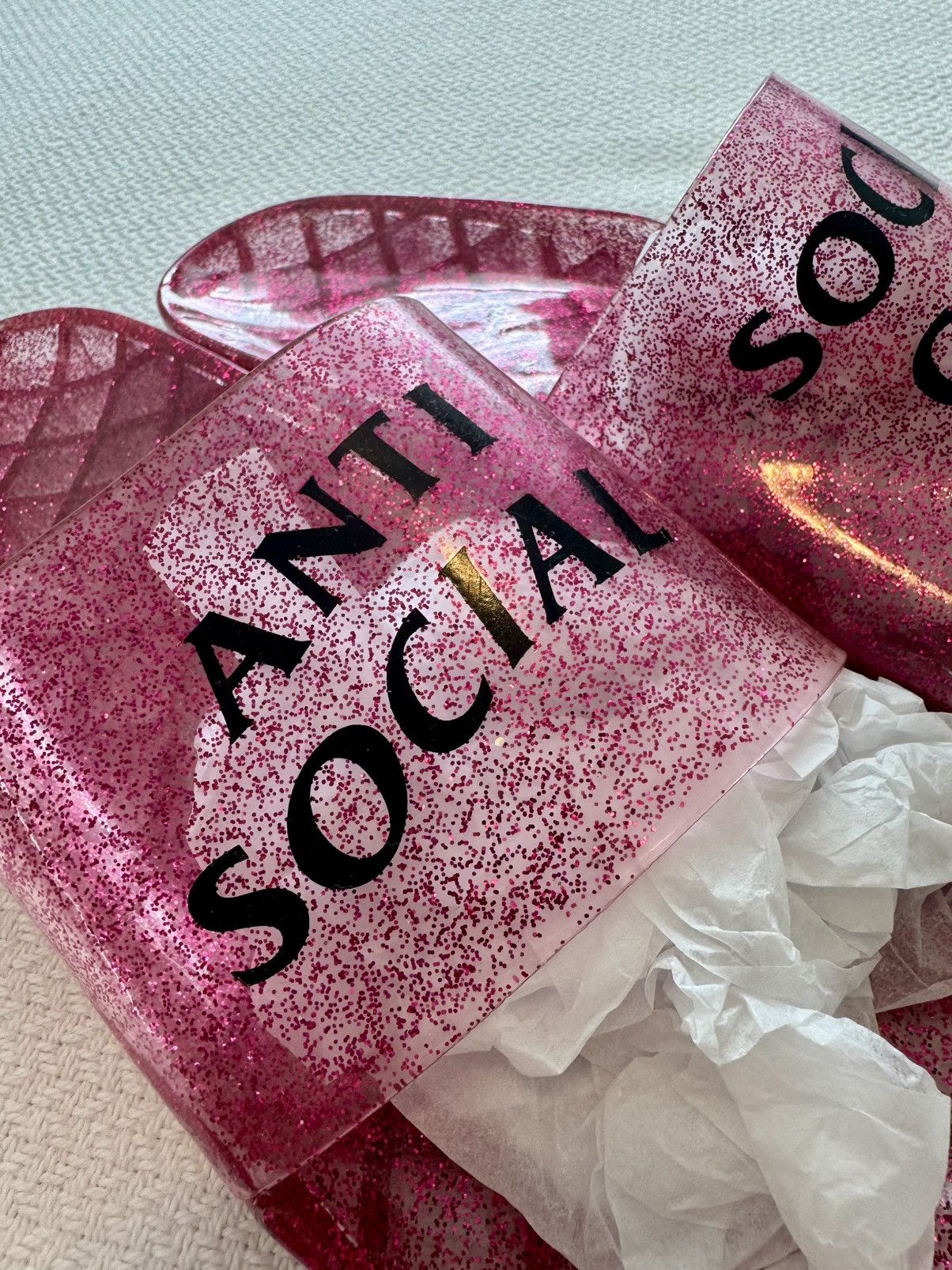 Anti Social Social Club Anti Social Social Club Glitter Slides Pink Size US 9.5 / EU 42-43 - 2 Thumbnail