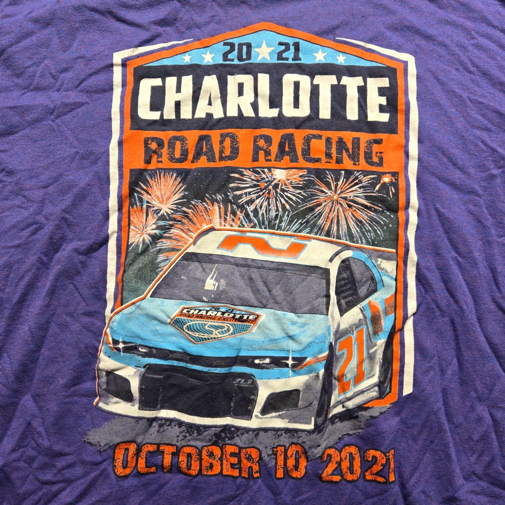 Vintage Charlotte NC Short Track Racing October 2021 Shirt T-Shirt Men's 3XL XXXL Purple Cotton Knit Logo Crew Neck Short Sleeve Vintage: No Size US XXL / EU 58 / 5 - 2 Thumbnail
