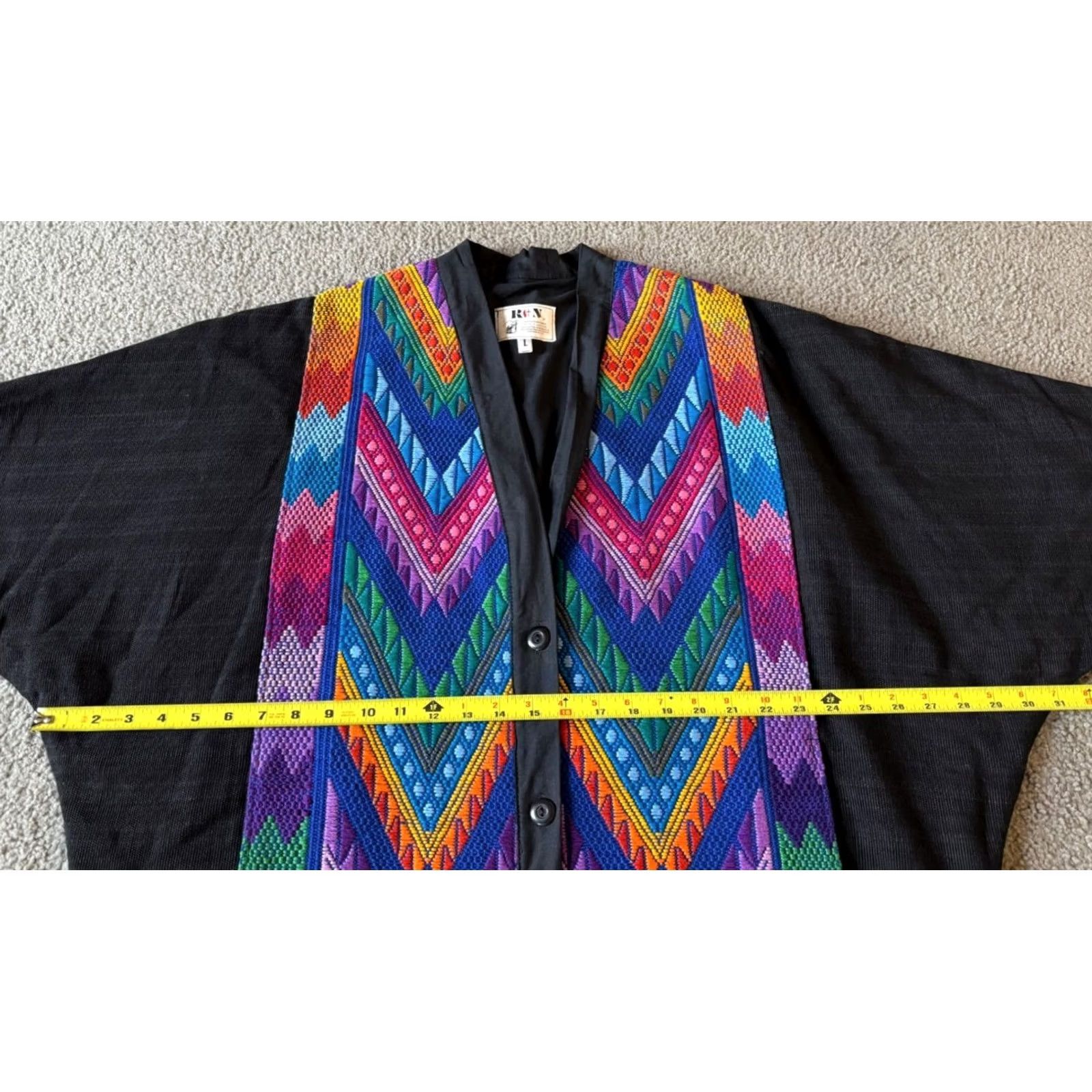 X-LARGE Ruth y Nohemi Embroidered Colorful Cotton Jacket L Guatemalan Handmade Button Front Womens Size L / US 10 / IT 46 - 5 Thumbnail