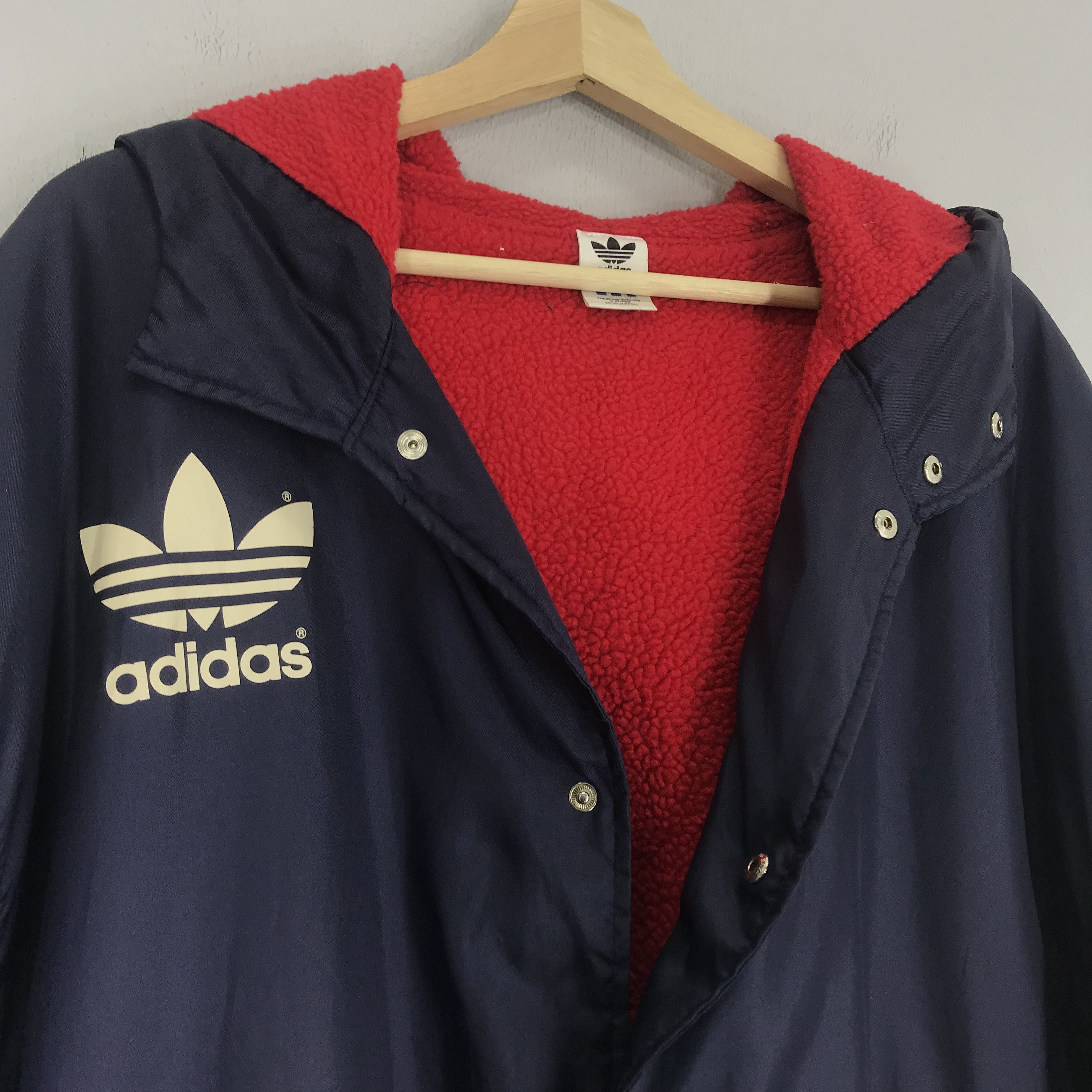 Adidas Vintage Adidas Trefoil Sherpa Long Jacket Hoodie Size US L / EU 52-54 / 3 - 10 Thumbnail