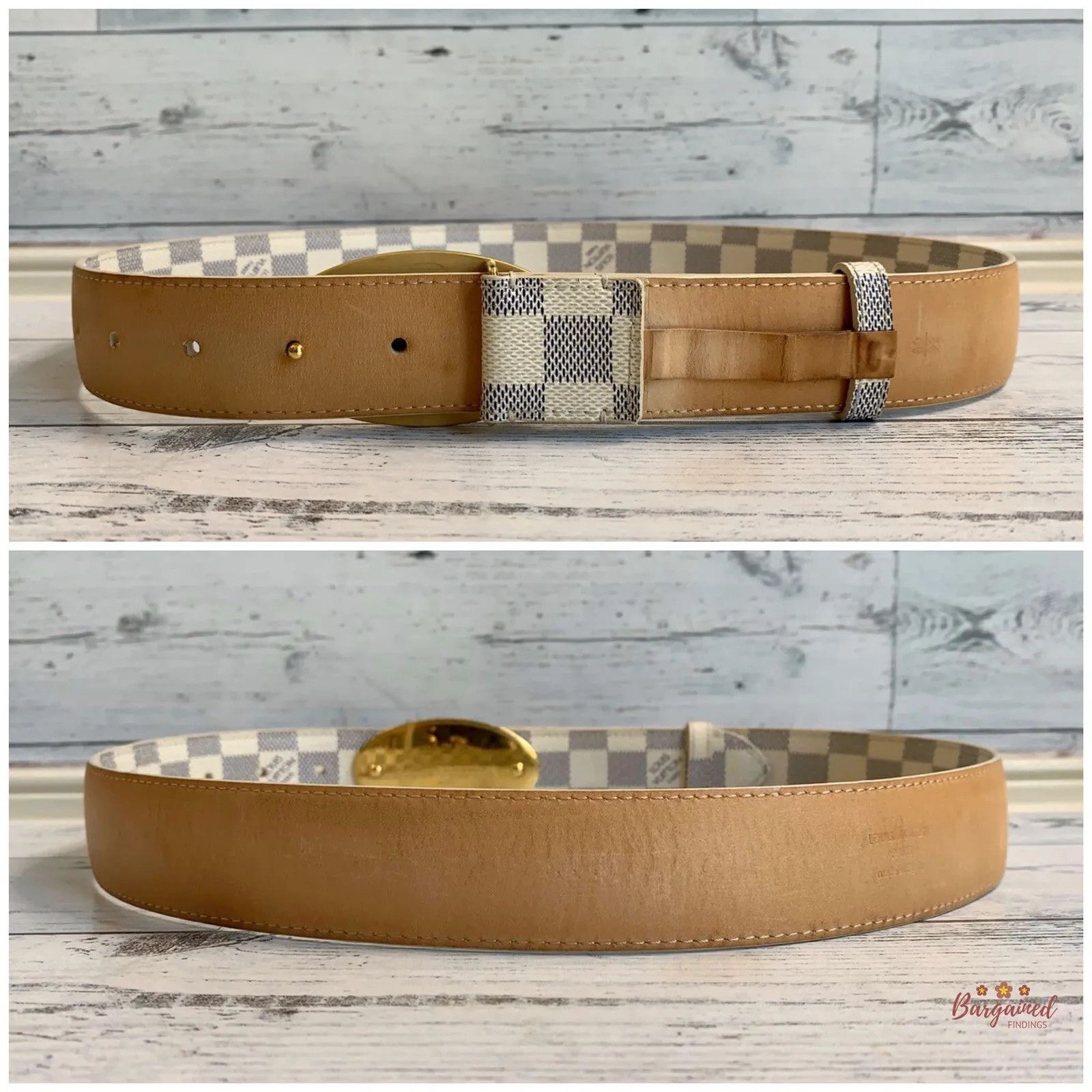 Louis Vuitton Louis Vuitton Damier Azur Canvas Leather Voyage Belt Size 28 - 2 Thumbnail