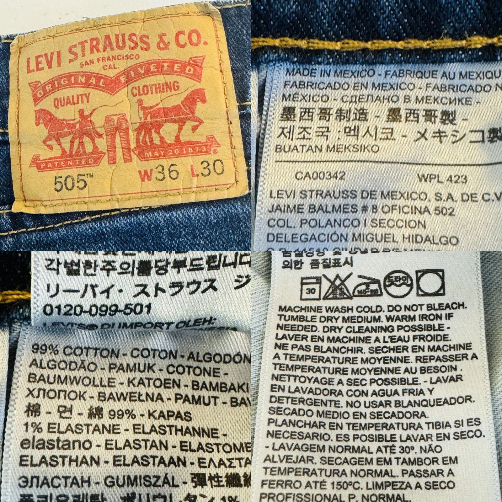 Levi's Levi's 505 Jeans Mens 36x30 Blue Medium Wash Straight Zip Fly Denim Pockets Logo Field 5-Pocket Size US 36 / EU 52 - 8 Thumbnail
