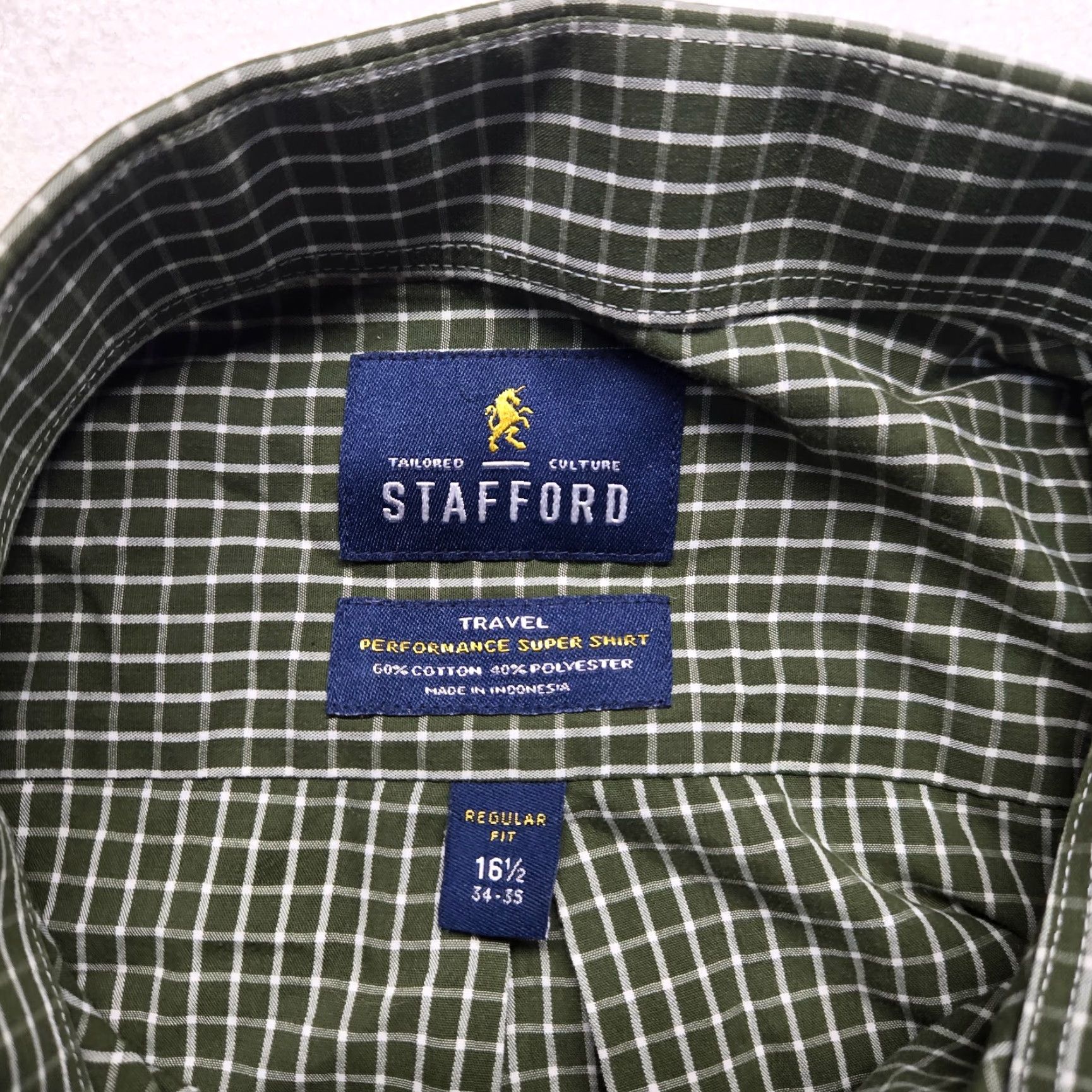 Stafford Stafford Dress Shirt Black Check Long Sleeve Button Up 16.5 Regular Fit Mens Size 42R - 3 Thumbnail