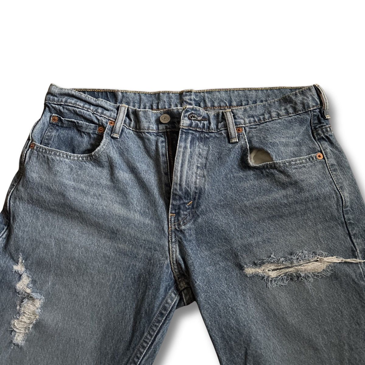 Levi's Levis 569 Jeans Mens 32x32 Blue Straight Distressed Denim Size US 32 / EU 48 - 2 Thumbnail