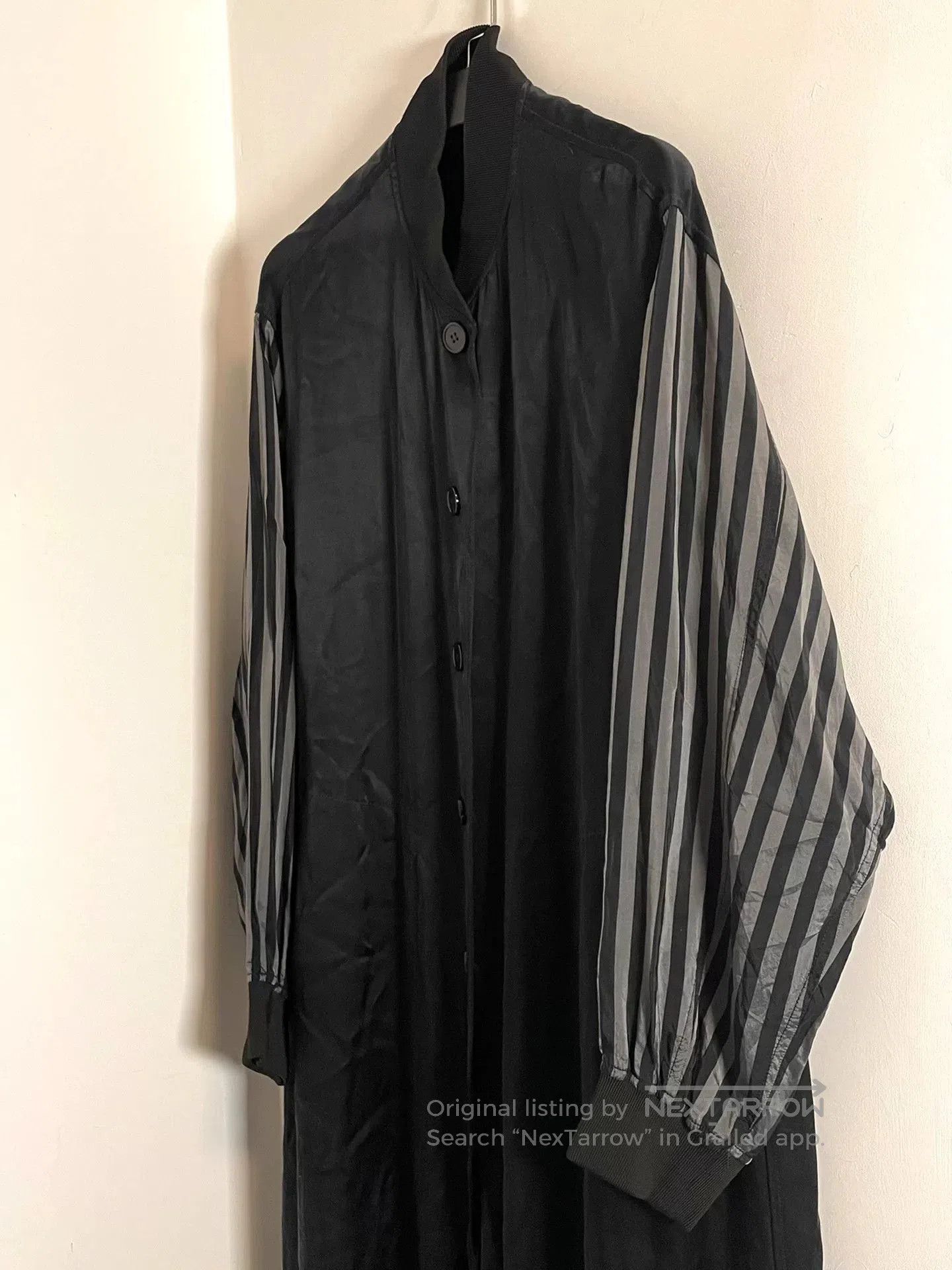 MM6 Maison Margiela Black Striped Long Coat. Size L / US 10 / IT 46 - 3 Thumbnail