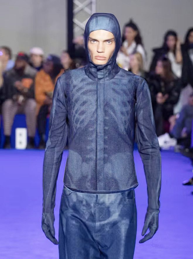 Off-White Runway Ss’23 Body Scan Jeanshemd Mit Kapuze In Blue Size US L / EU 52-54 / 3 - 1 Thumbnail